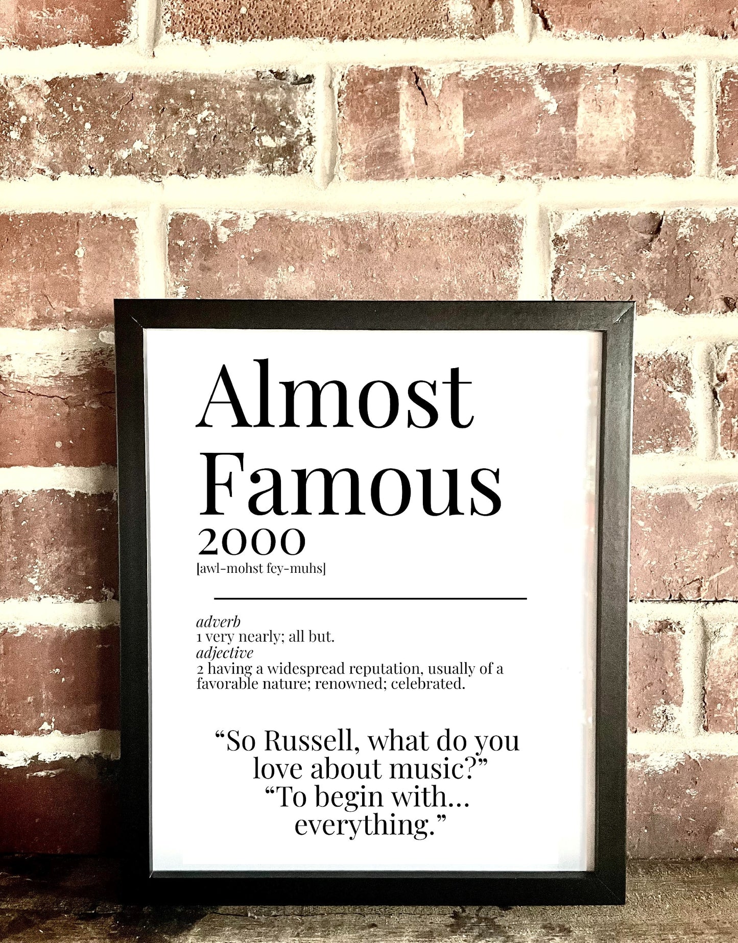 Almost Famous 2000 Movie Quote Dictionary Prints