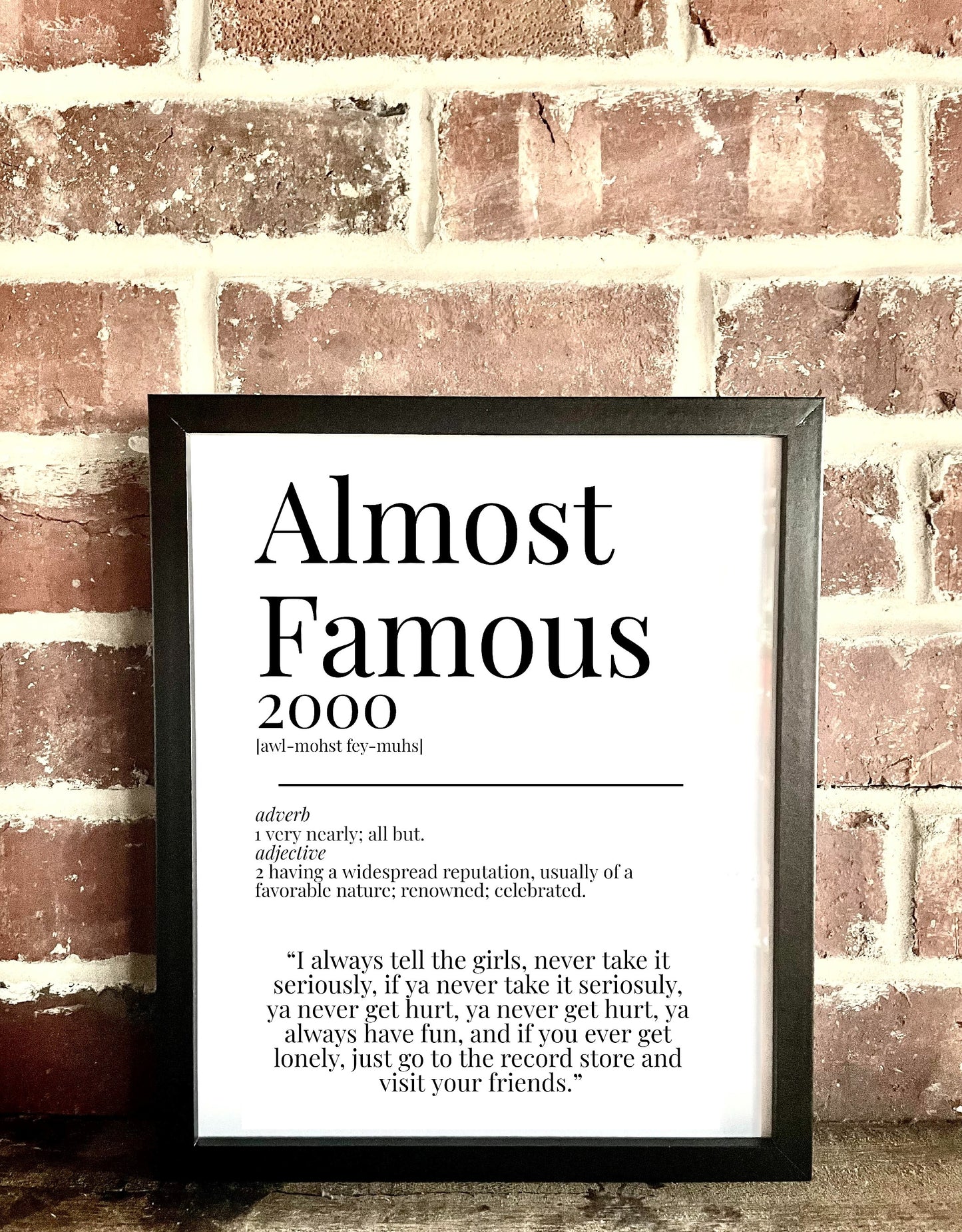 Almost Famous 2000 Movie Quote Dictionary Prints