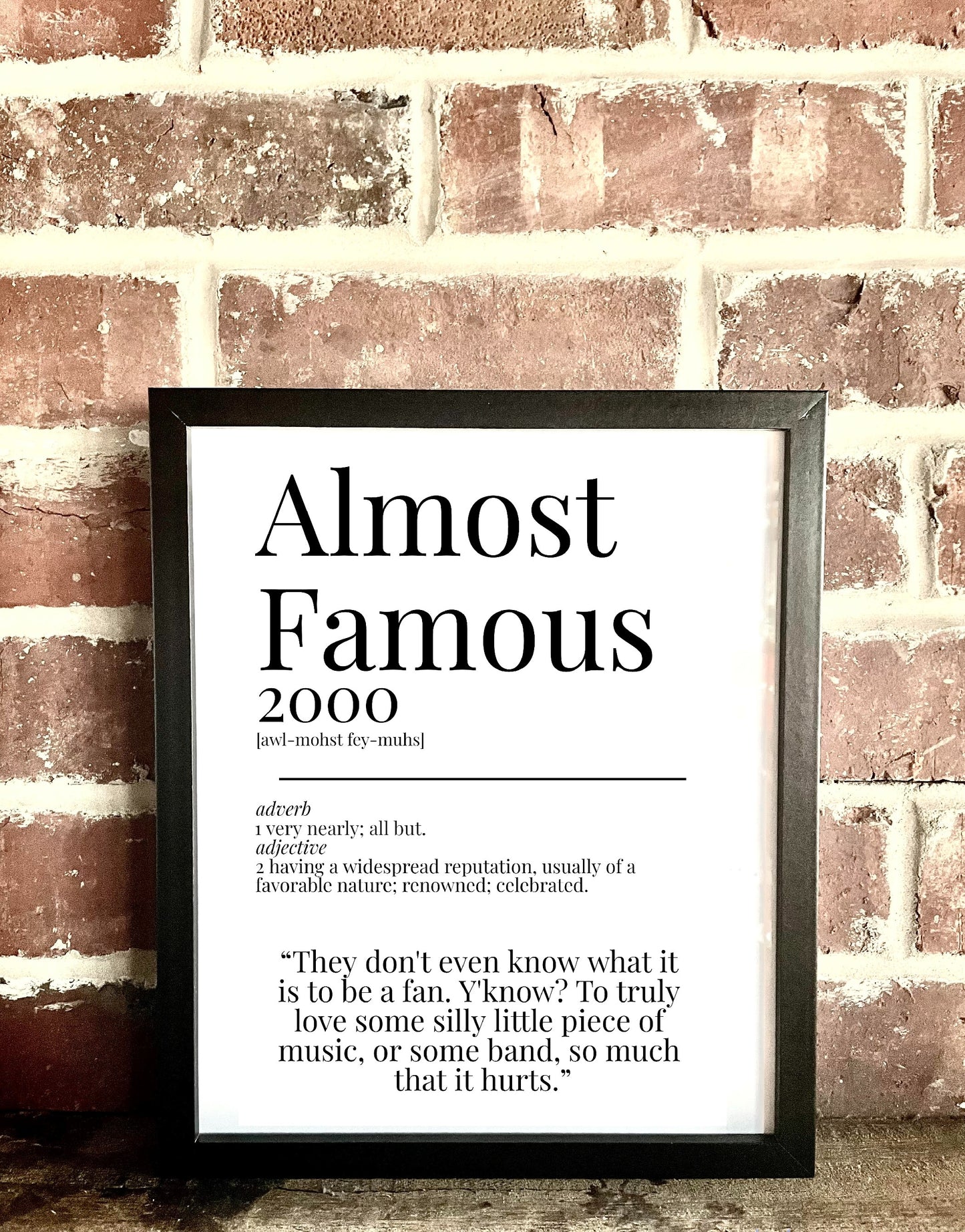 Almost Famous 2000 Movie Quote Dictionary Prints
