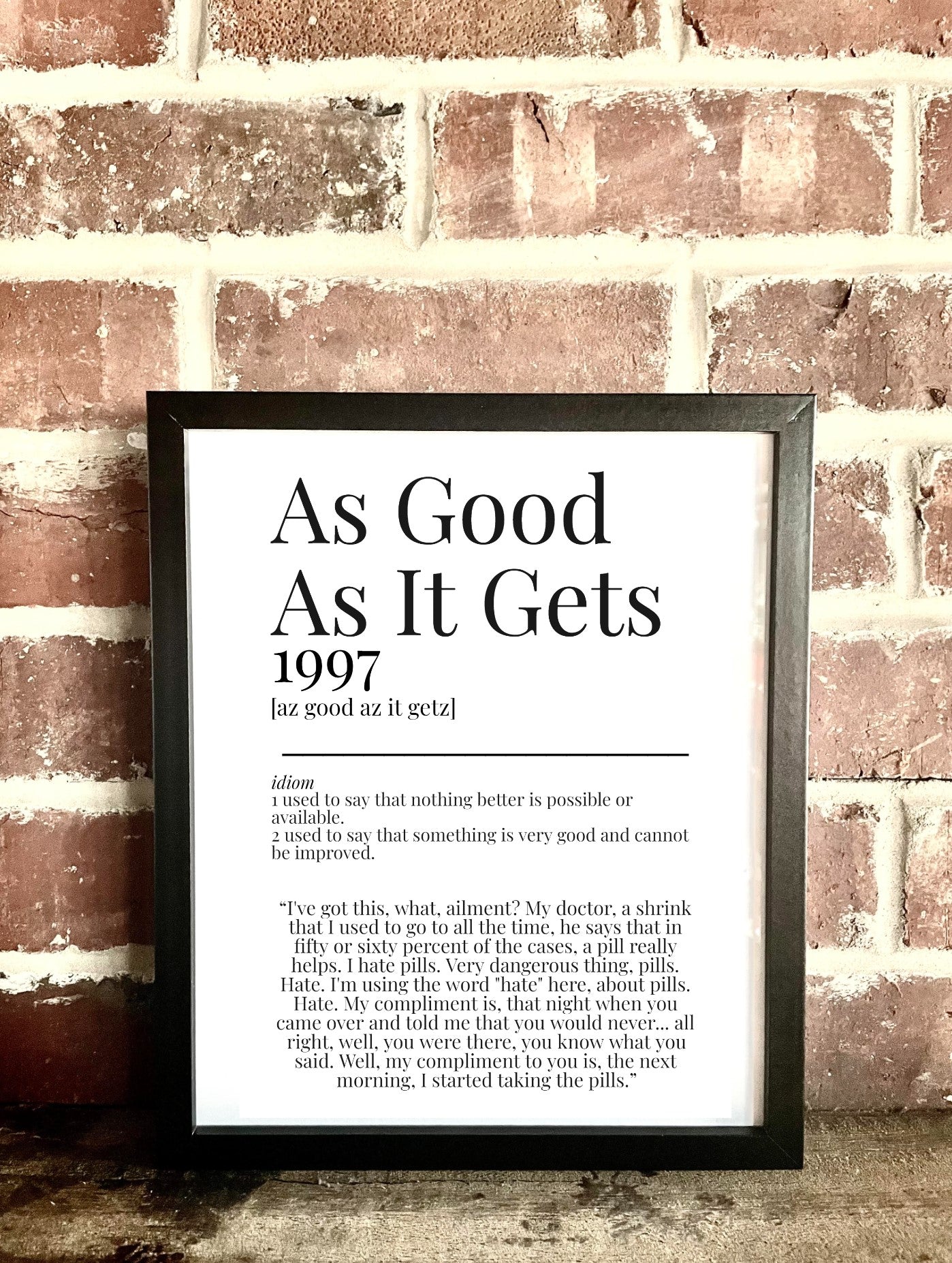 As Good As It Gets 1997 Movie Quote Dictionary Prints