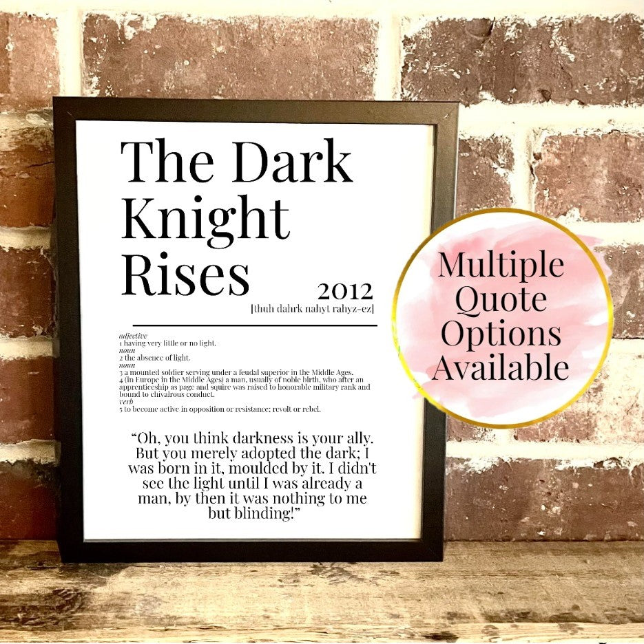 The Dark Knight Rises 2012 Movie Quote Dictionary Prints