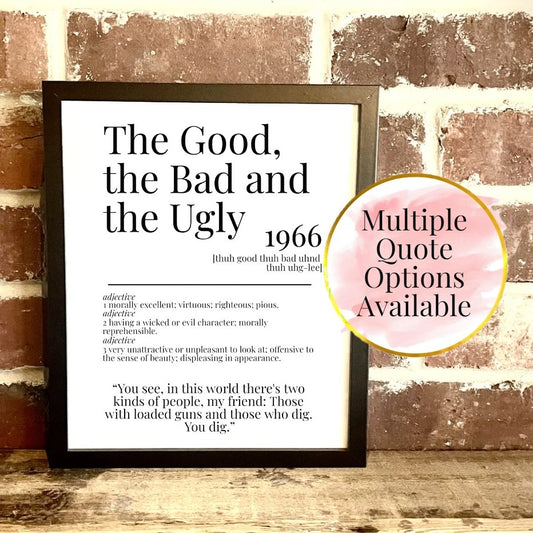 The Good, the Bad and the Ugly 1966 Movie Quote Dictionary Prints