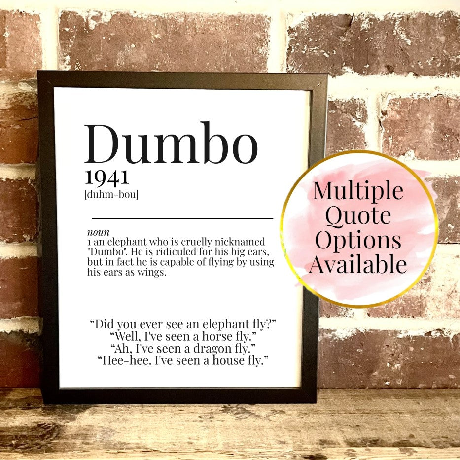 Dumbo 1941 Movie Quote Dictionary Prints