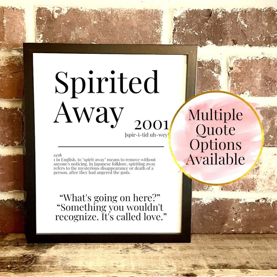 Spirited Away 2001 Movie Quote Dictionary Prints
