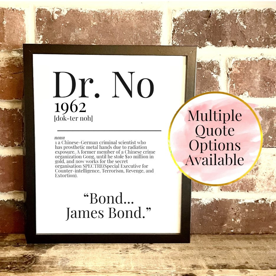 Dr. No 1962 Movie Quote Dictionary Prints