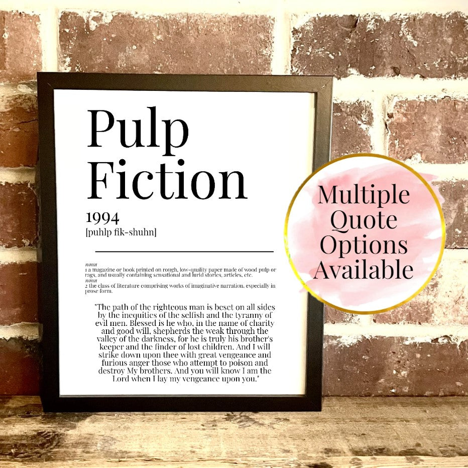 Pulp Fiction 1994 Movie Quote Dictionary Prints