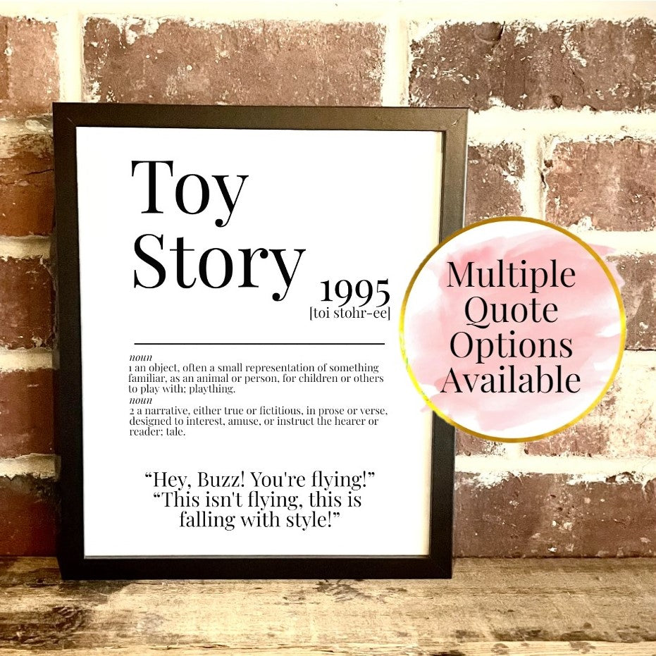 Toy Story 1995 Movie Quote Dictionary Prints