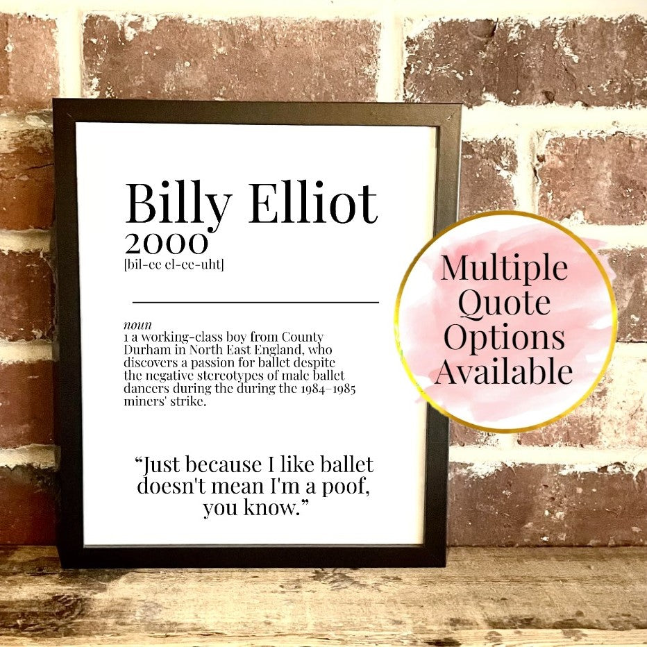 Billy Elliot 2000 Movie Quote Dictionary Prints