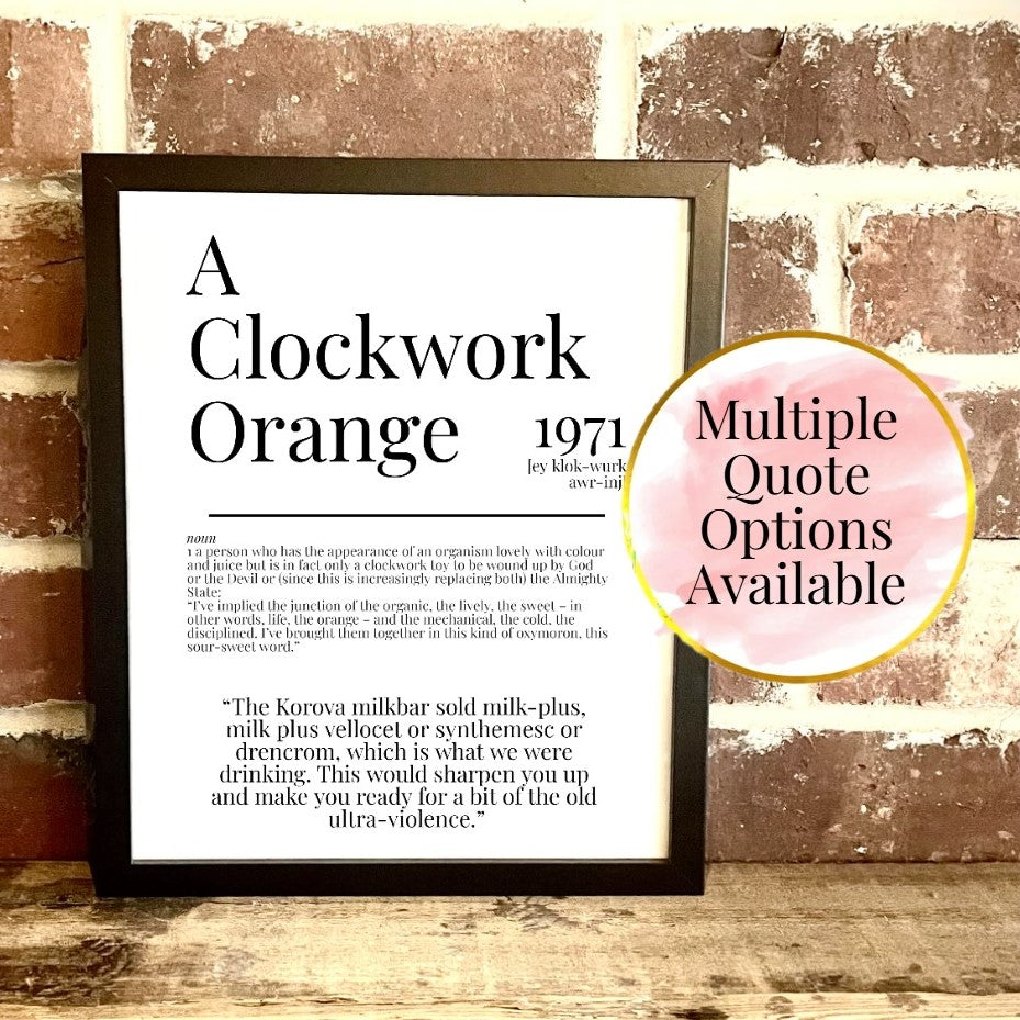A Clockwork Orange 1971 Movie Quote Dictionary Prints