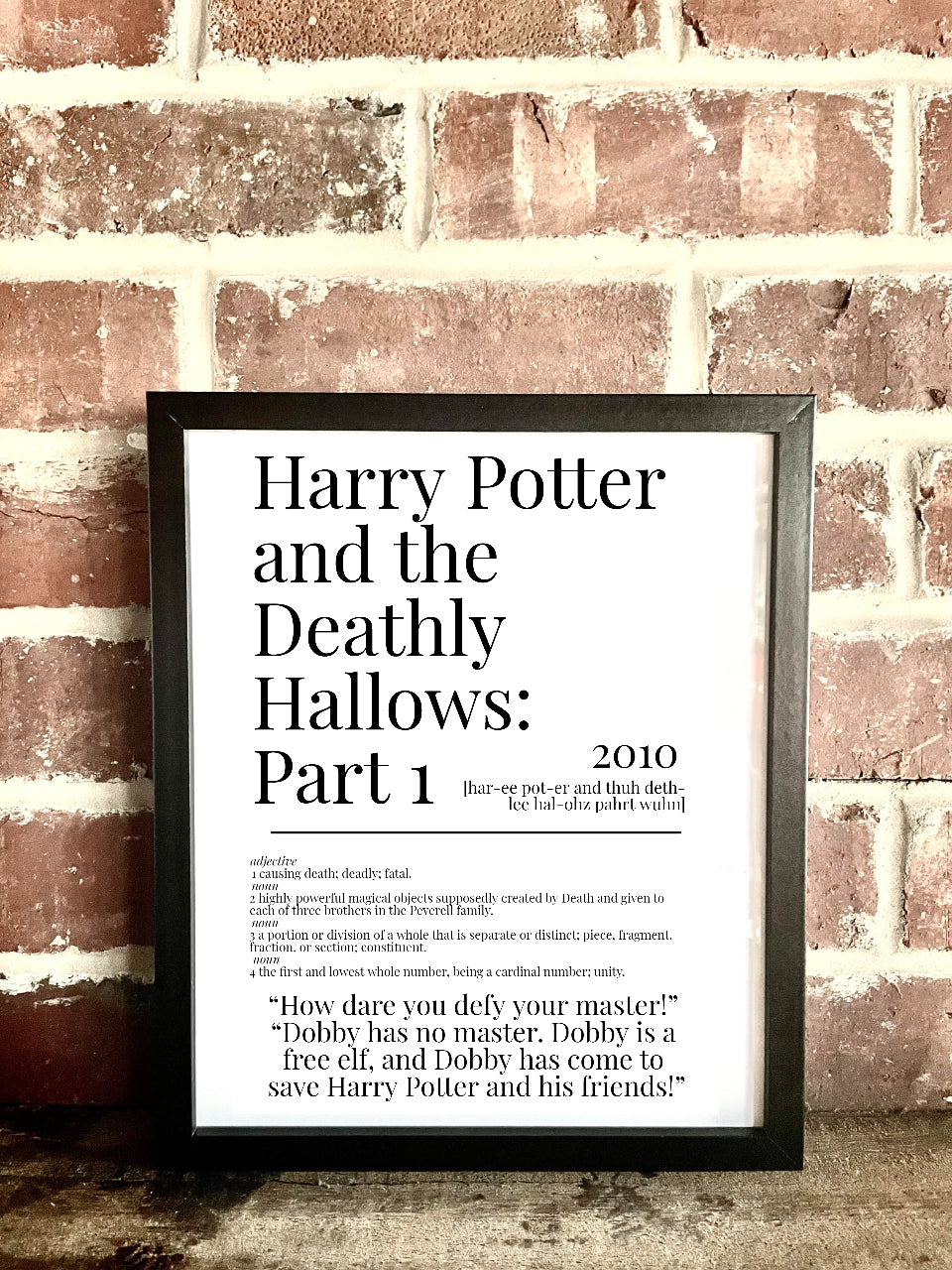 Harry Potter and the Deathly Hallows: Part 1 2010 Movie Quote Dictionary Prints