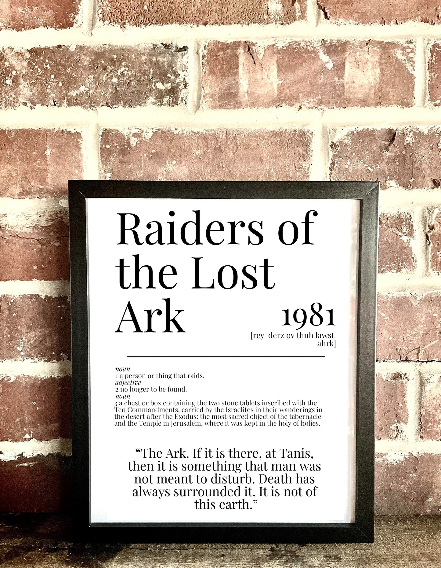 Raiders of the Lost Ark 1981 Movie Quote Dictionary Prints