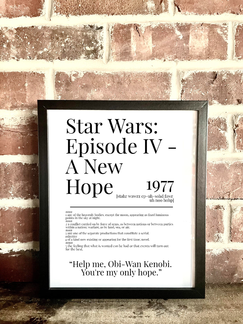 Star Wars: Episode IV – A New Hope 1977 Movie Quote Dictionary Prints