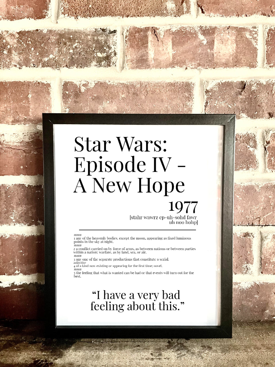 Star Wars: Episode IV – A New Hope 1977 Movie Quote Dictionary Prints