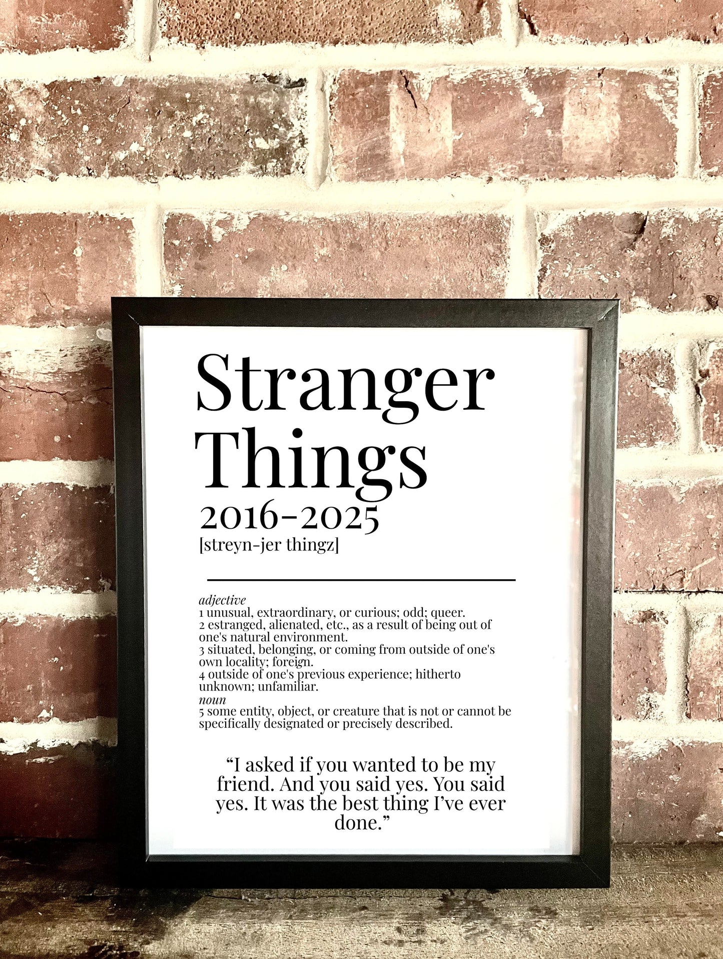 Stranger Things TV Quote Dictionary Prints