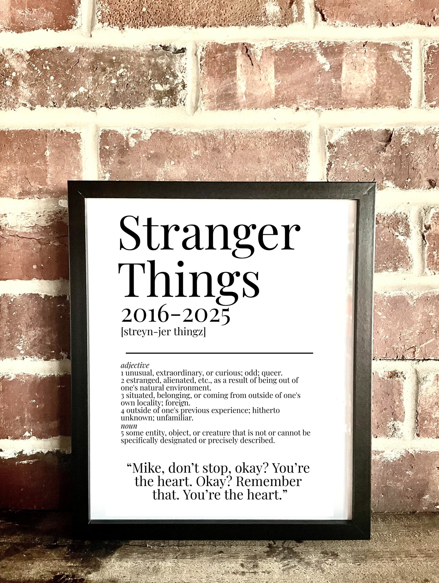 Stranger Things TV Quote Dictionary Prints