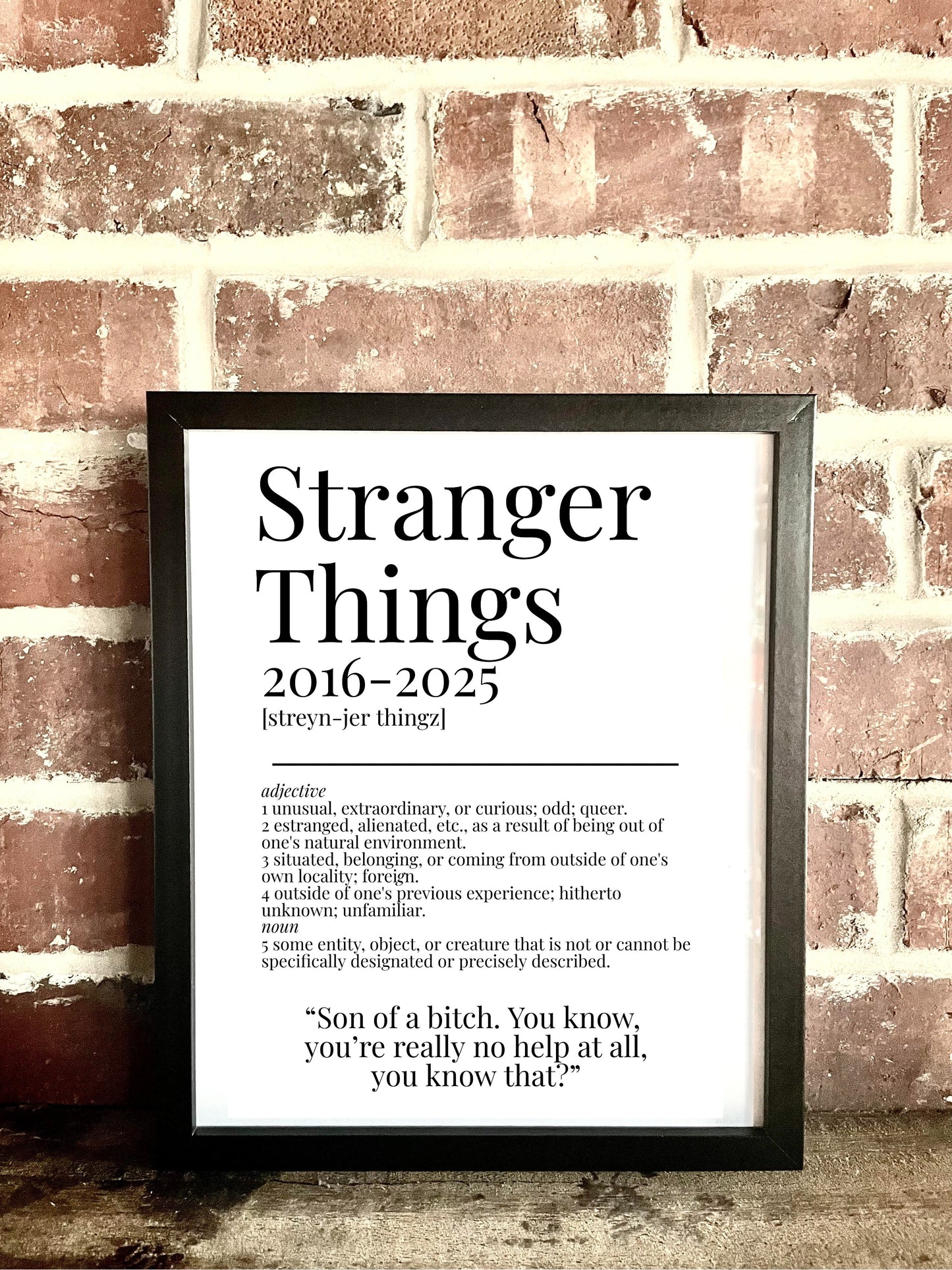 Stranger Things TV Quote Dictionary Prints