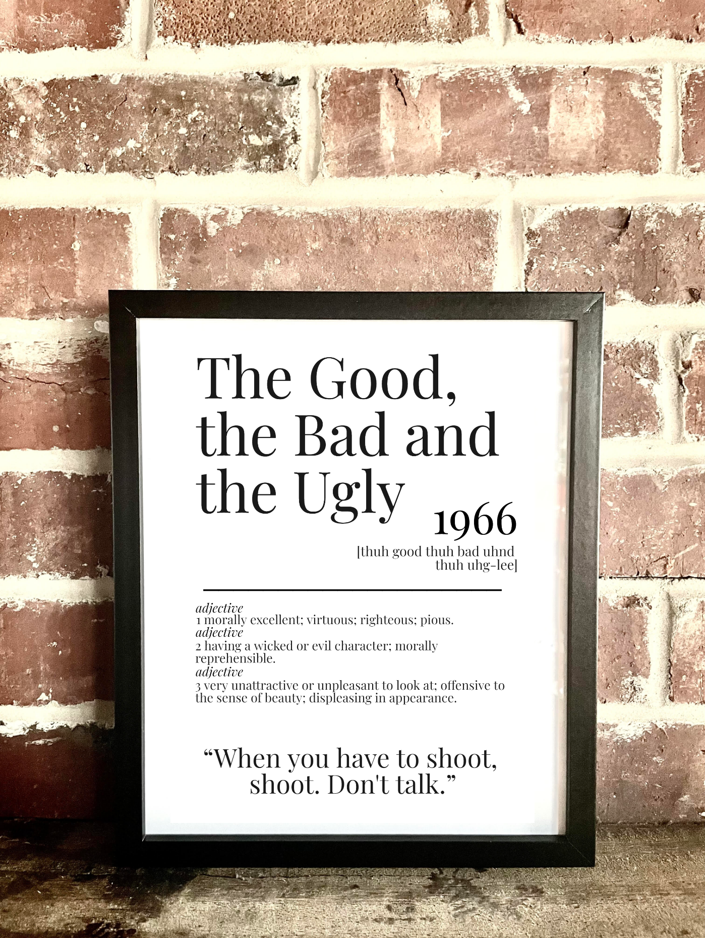 The Good, the Bad and the Ugly 1966 Movie Quote Dictionary Prints