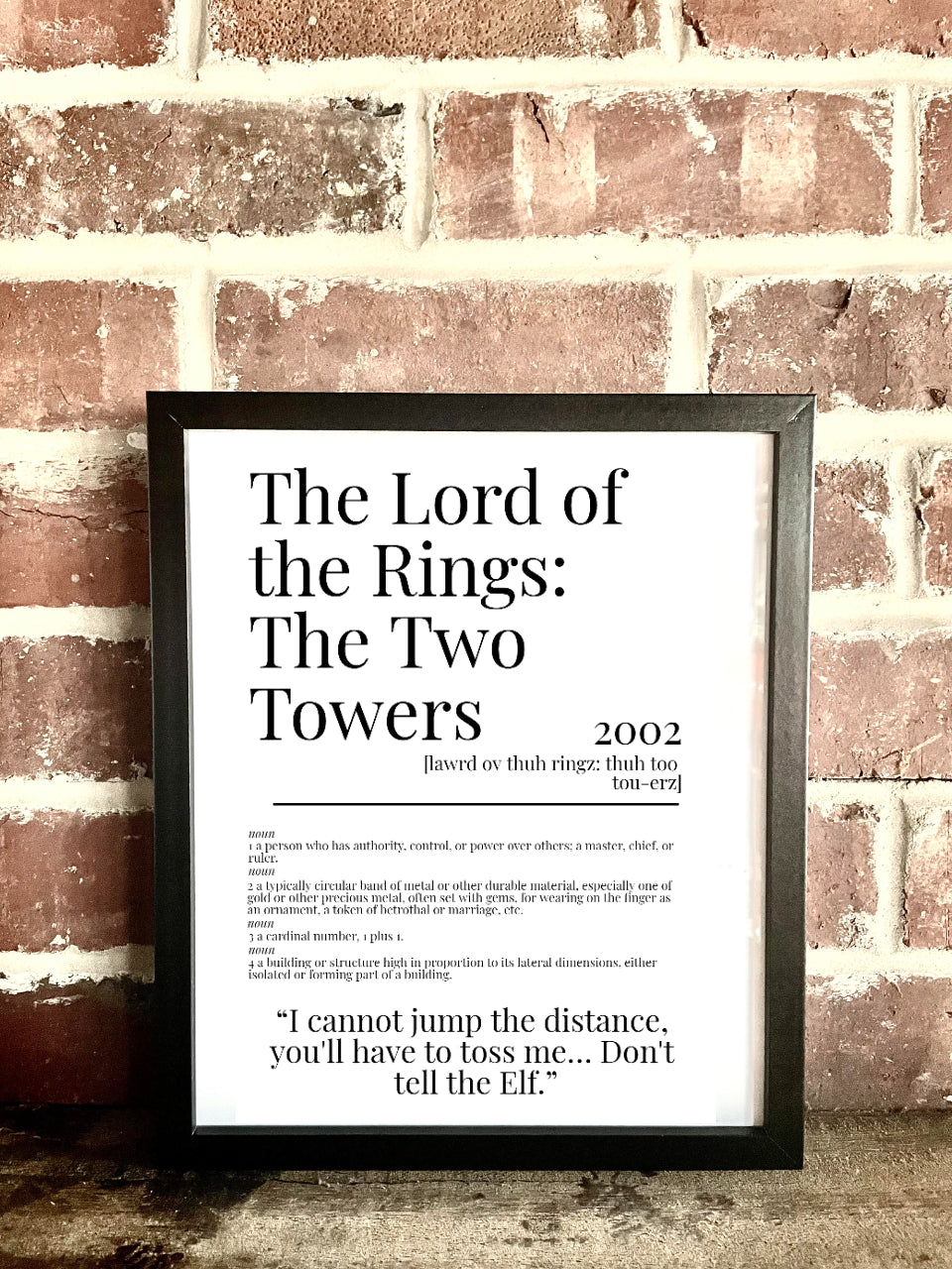 Lord of the Rings: The Two Towers 2002 Movie Quote Dictionary Prints