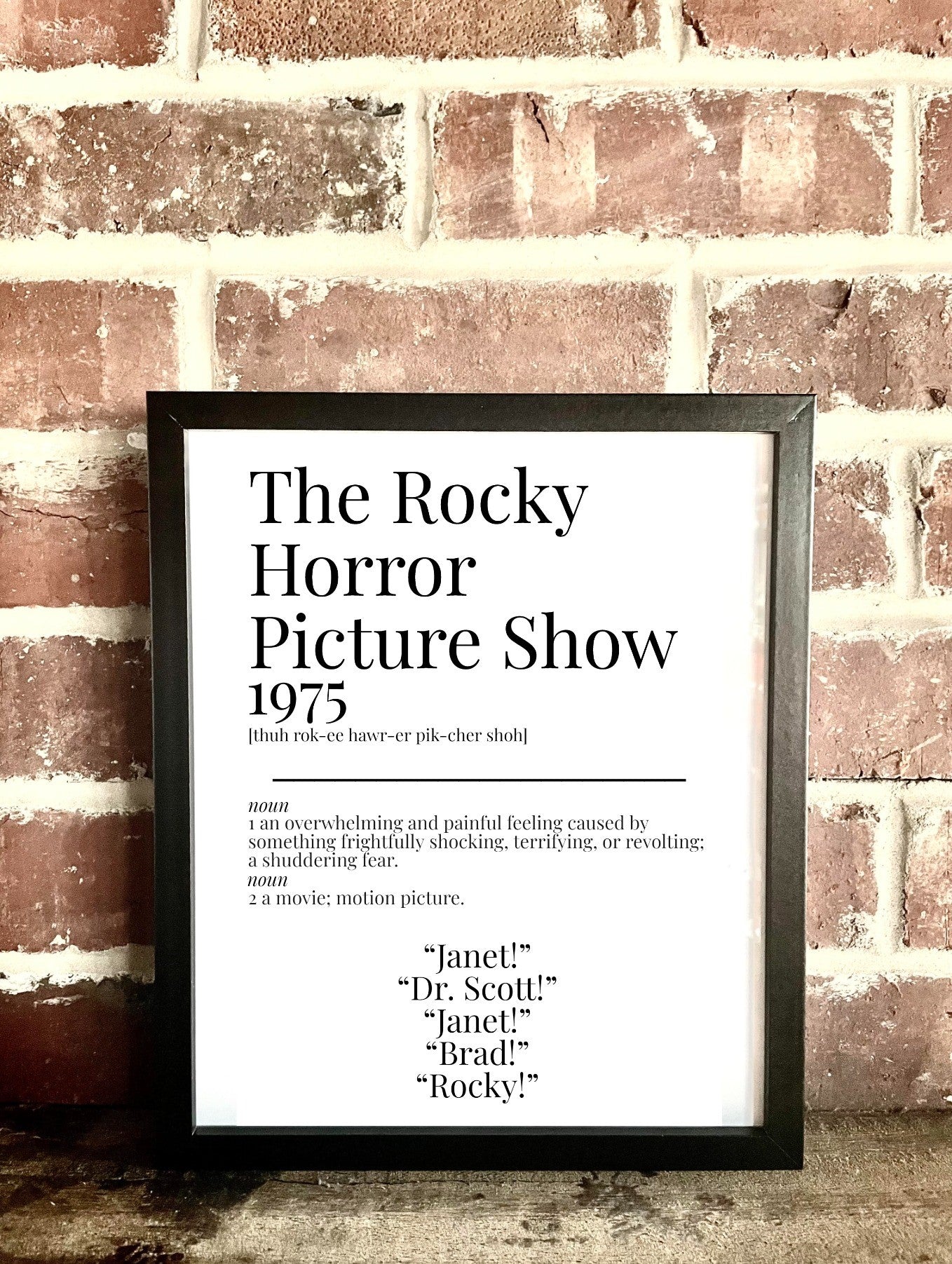 The Rocky Horror Picture Show 1975 Movie Quote Dictionary Prints