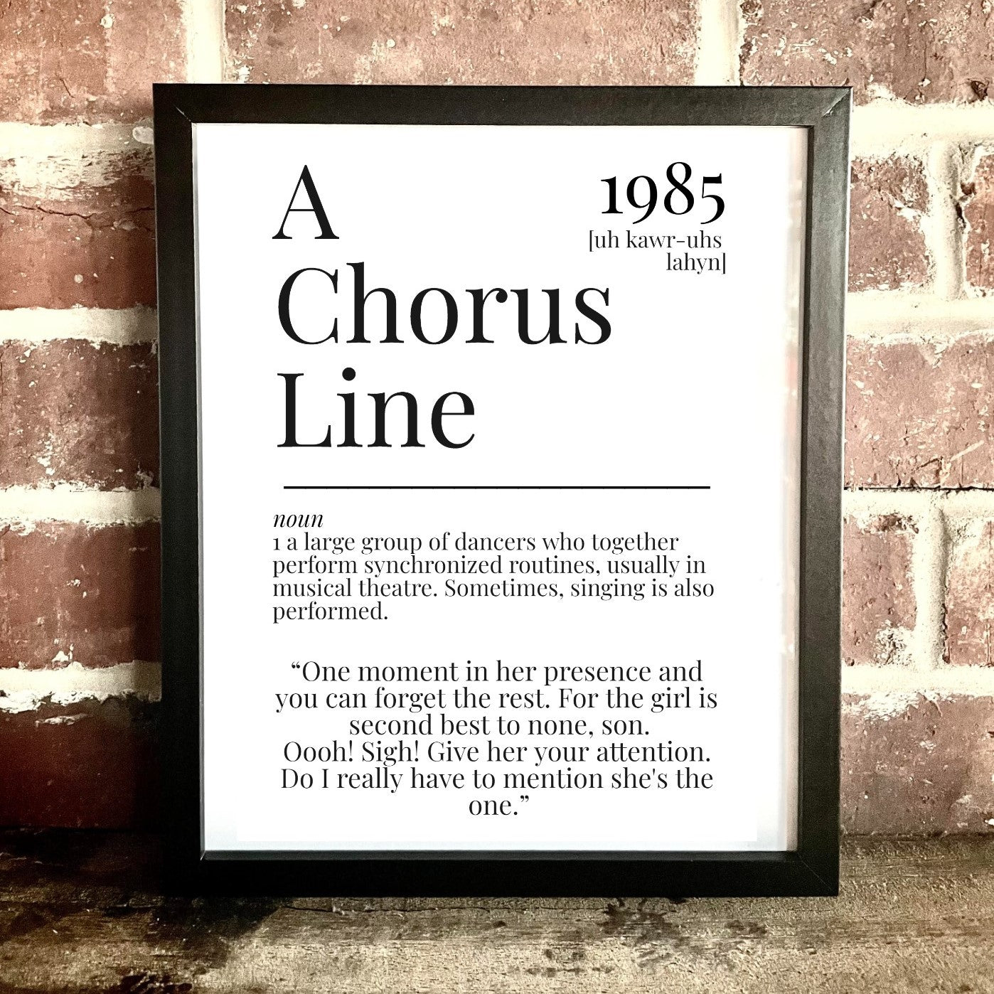 A Chorus Line 1985 Movie Quote Dictionary Print