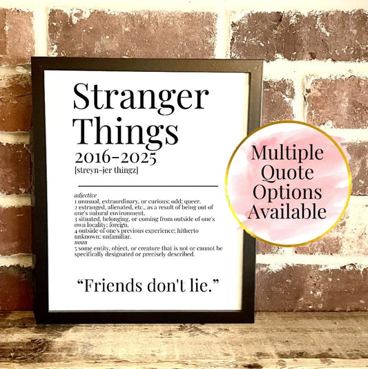 Stranger Things TV Quote Dictionary Prints