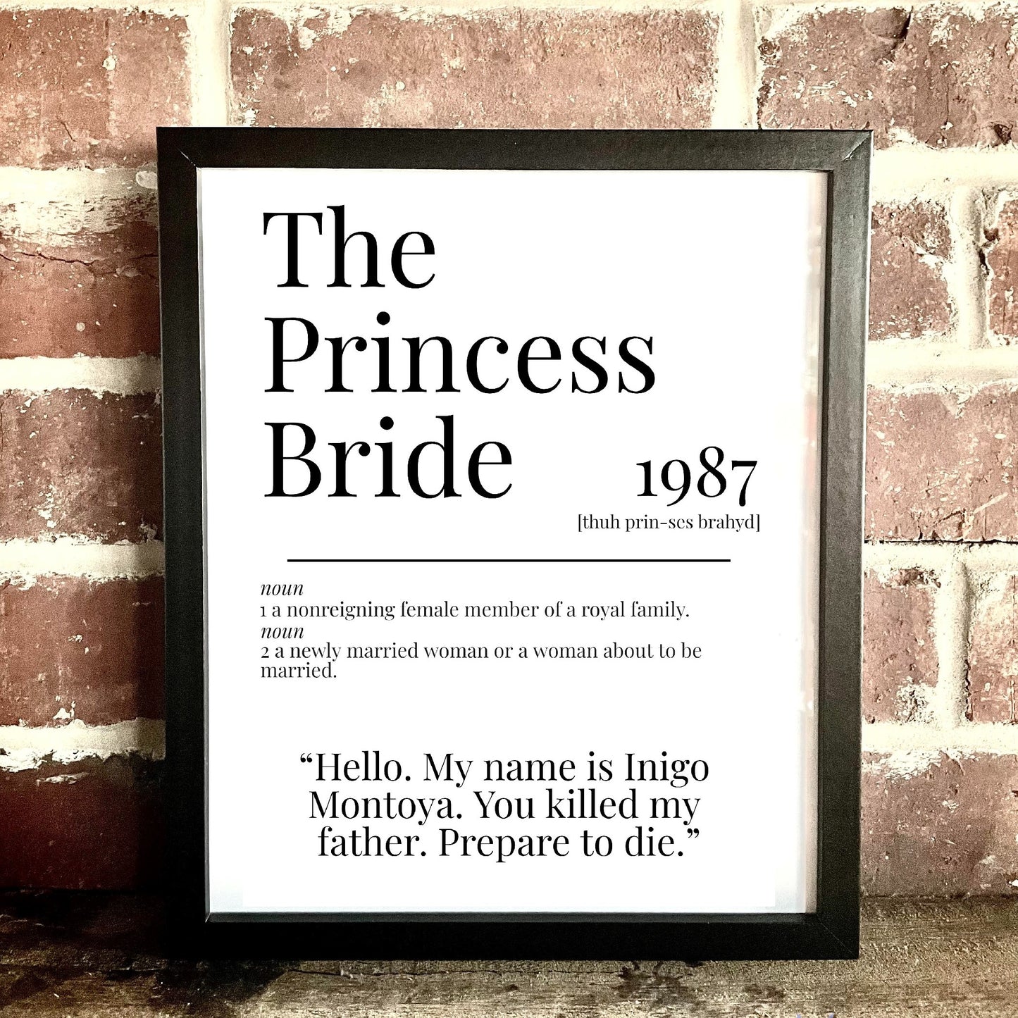 The Princess Bride 1987 Movie Quote Dictionary Print