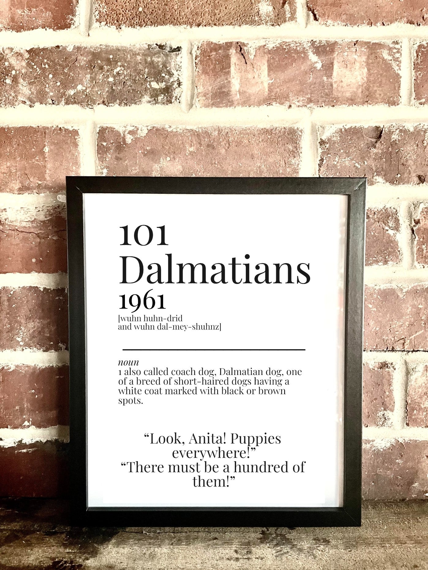 101 Dalmatians 1961 Movie Quote Dictionary Prints