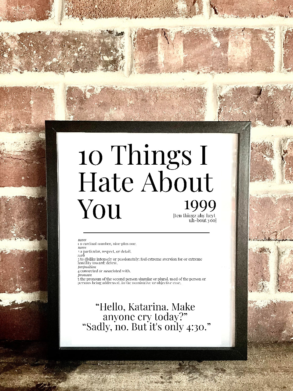 10 Things I Hate About You 1999 Movie Quote Dictionary Prints