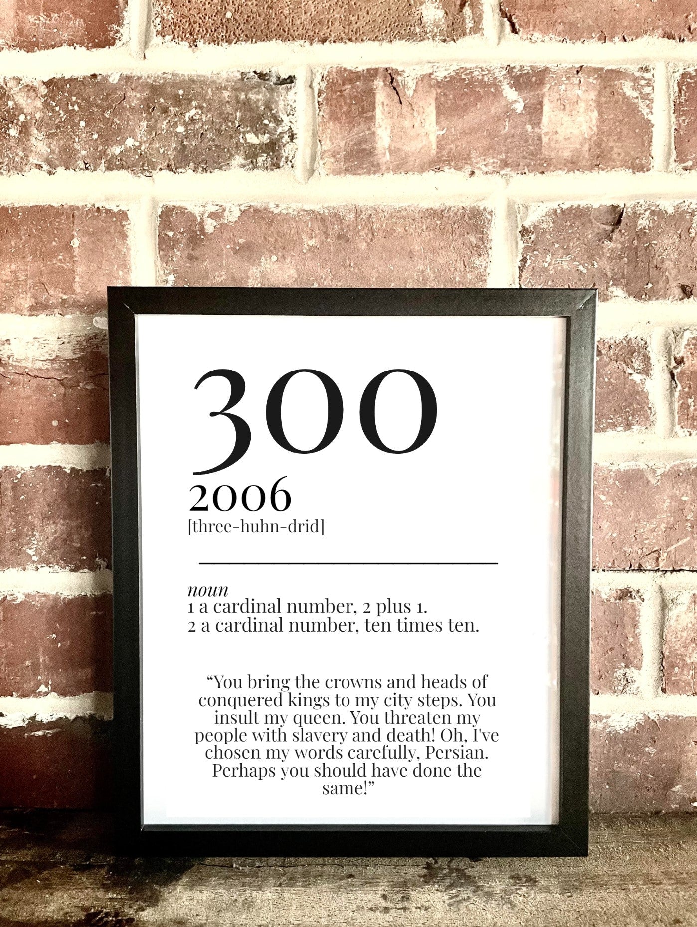 300 (2006) Movie Quote Dictionary Prints