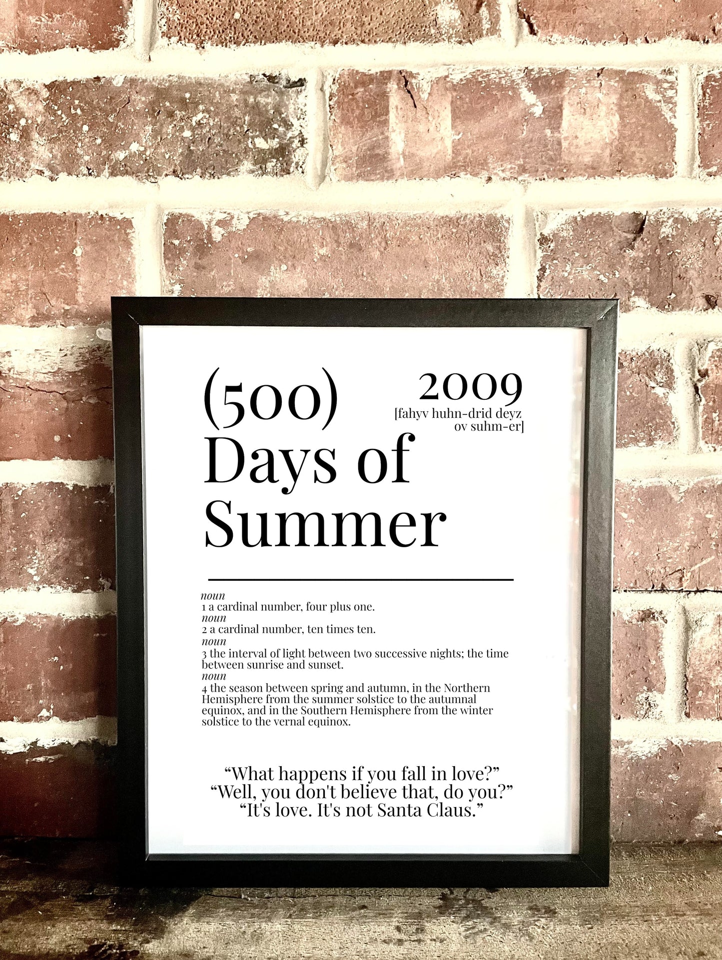 (500) Days of Summer 2009 Movie Quote Dictionary Prints