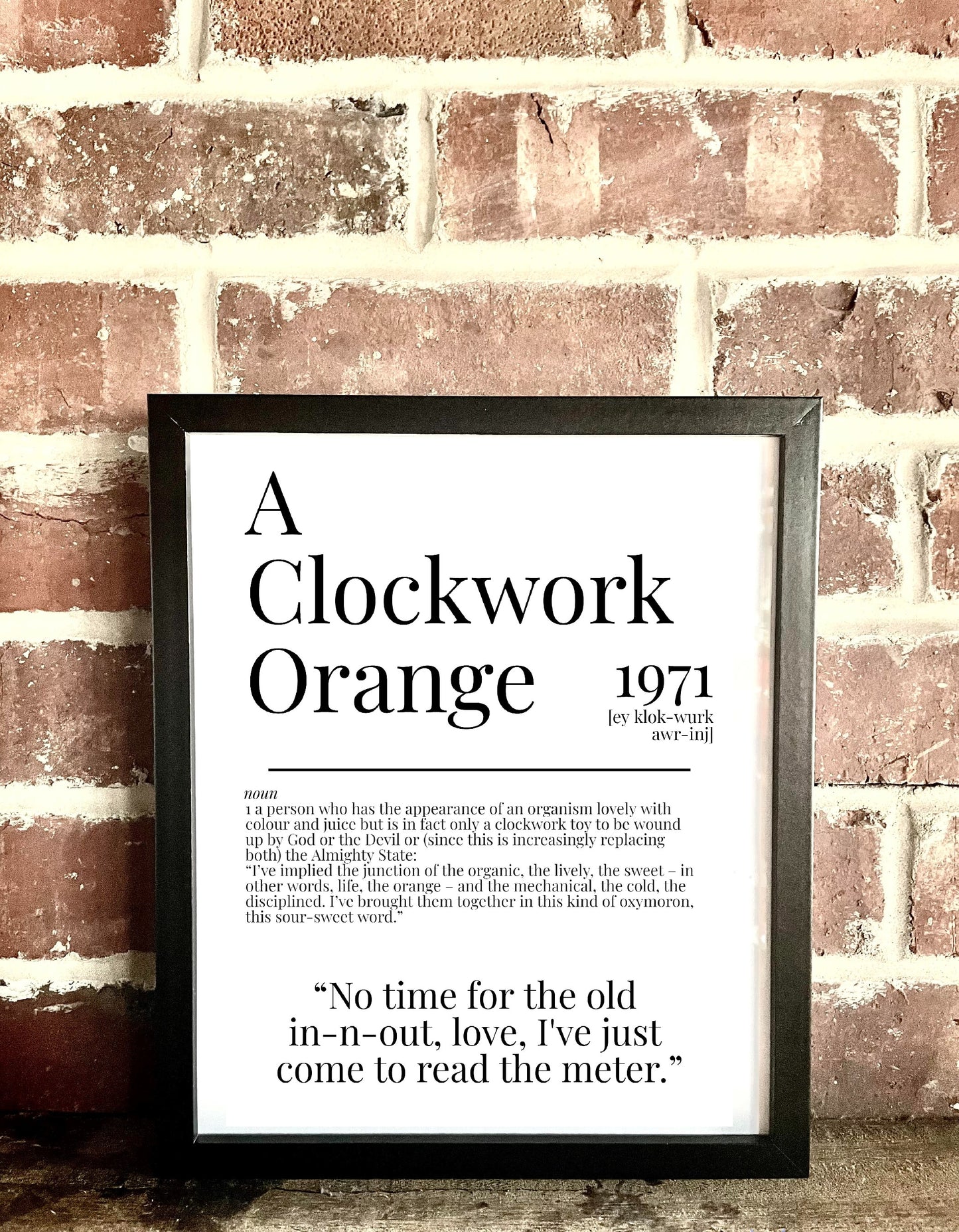 A Clockwork Orange 1971 Movie Quote Dictionary Prints