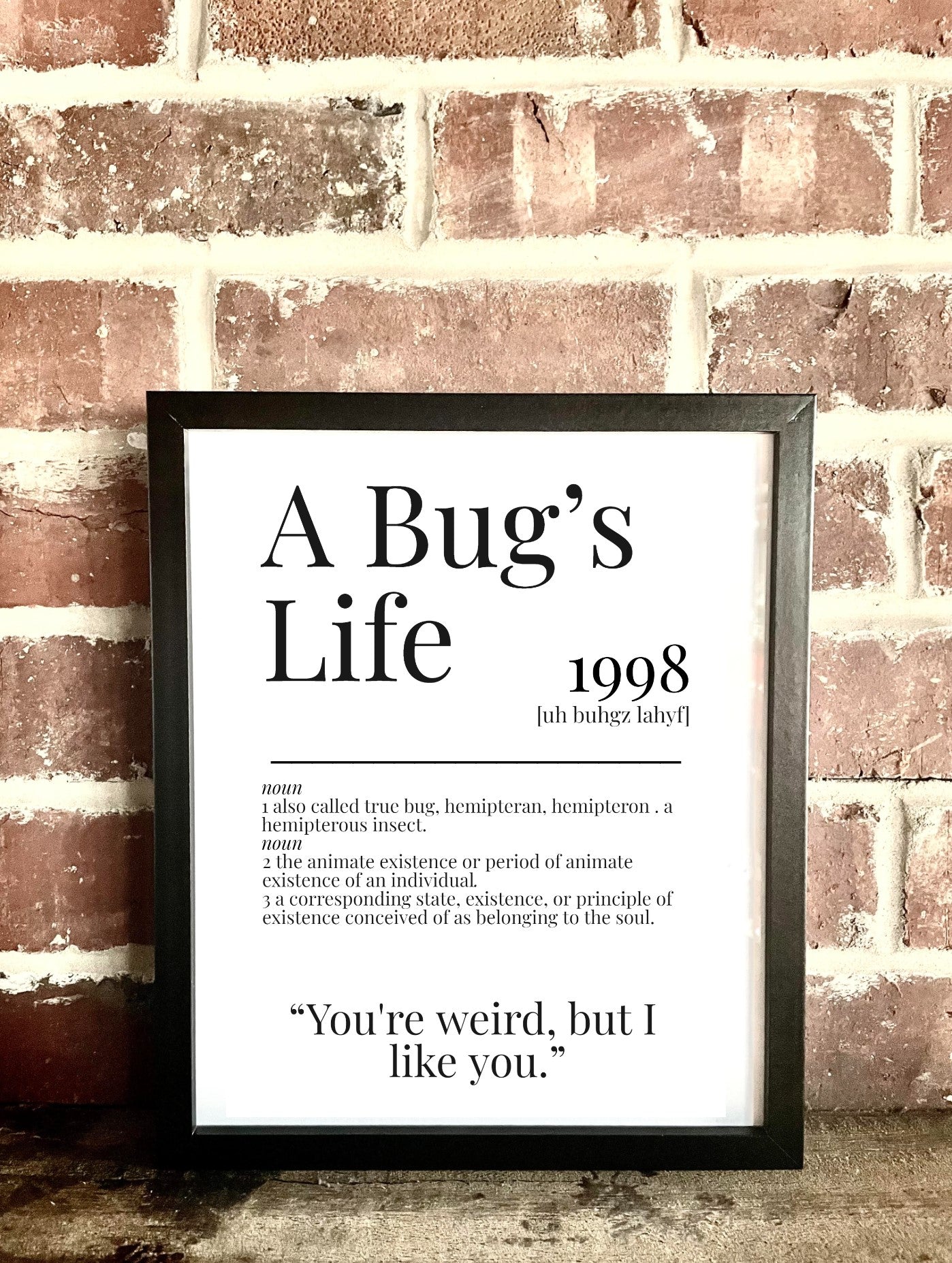 A Bug's Life 1998 Movie Quote Dictionary Prints