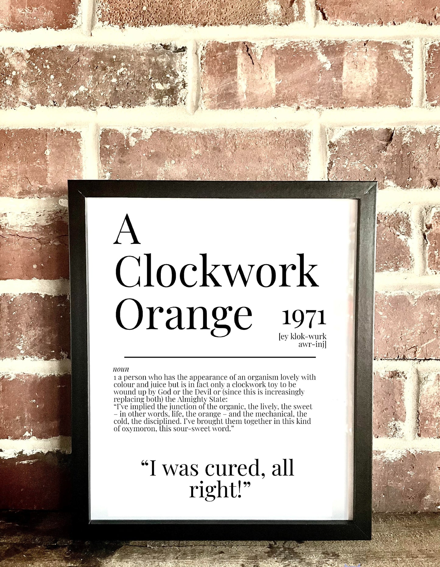 A Clockwork Orange 1971 Movie Quote Dictionary Prints