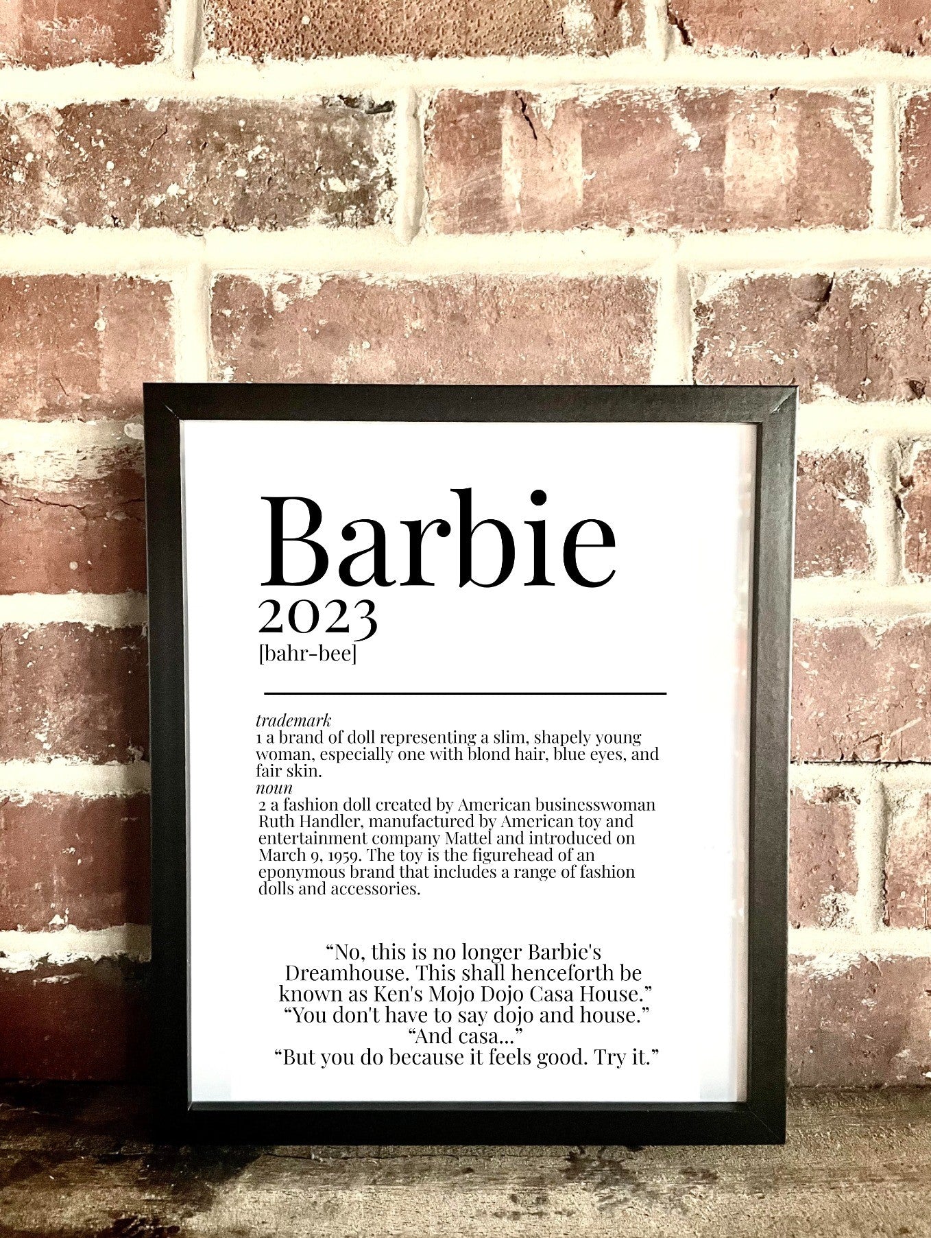 Barbie 2023 Movie Quote Dictionary Prints