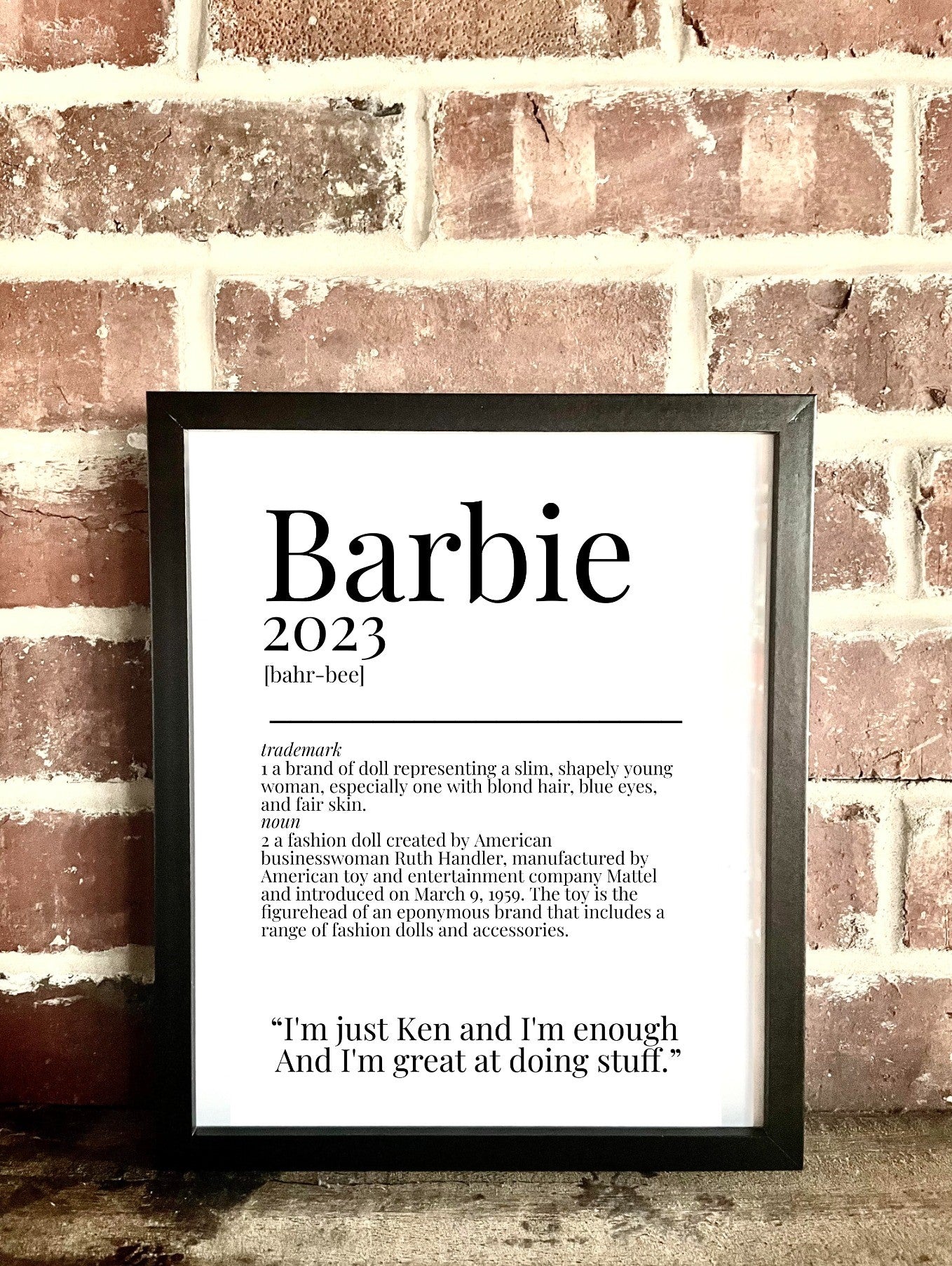 Barbie 2023 Movie Quote Dictionary Prints