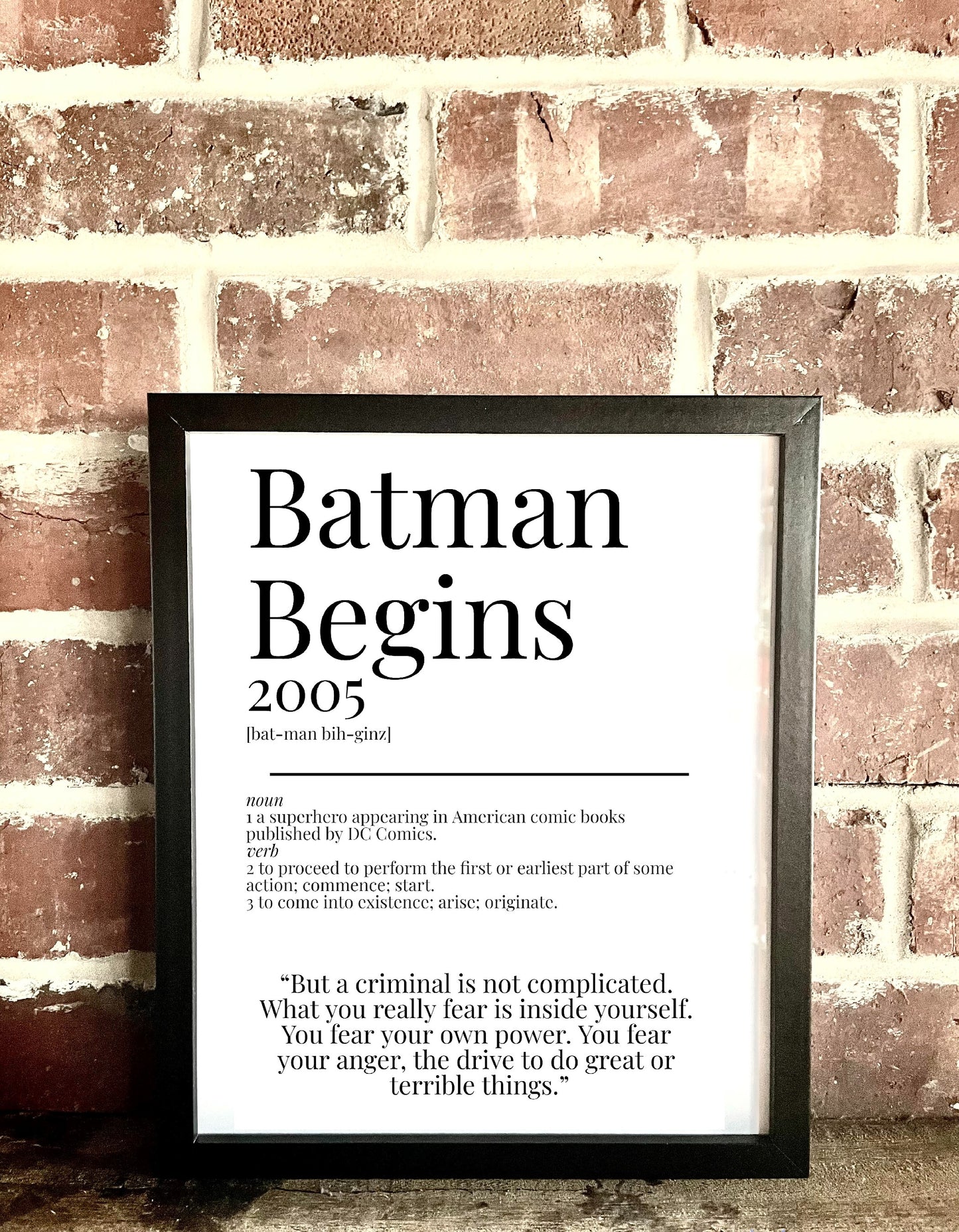 Batman Begins 2005 Movie Quote Dictionary Prints