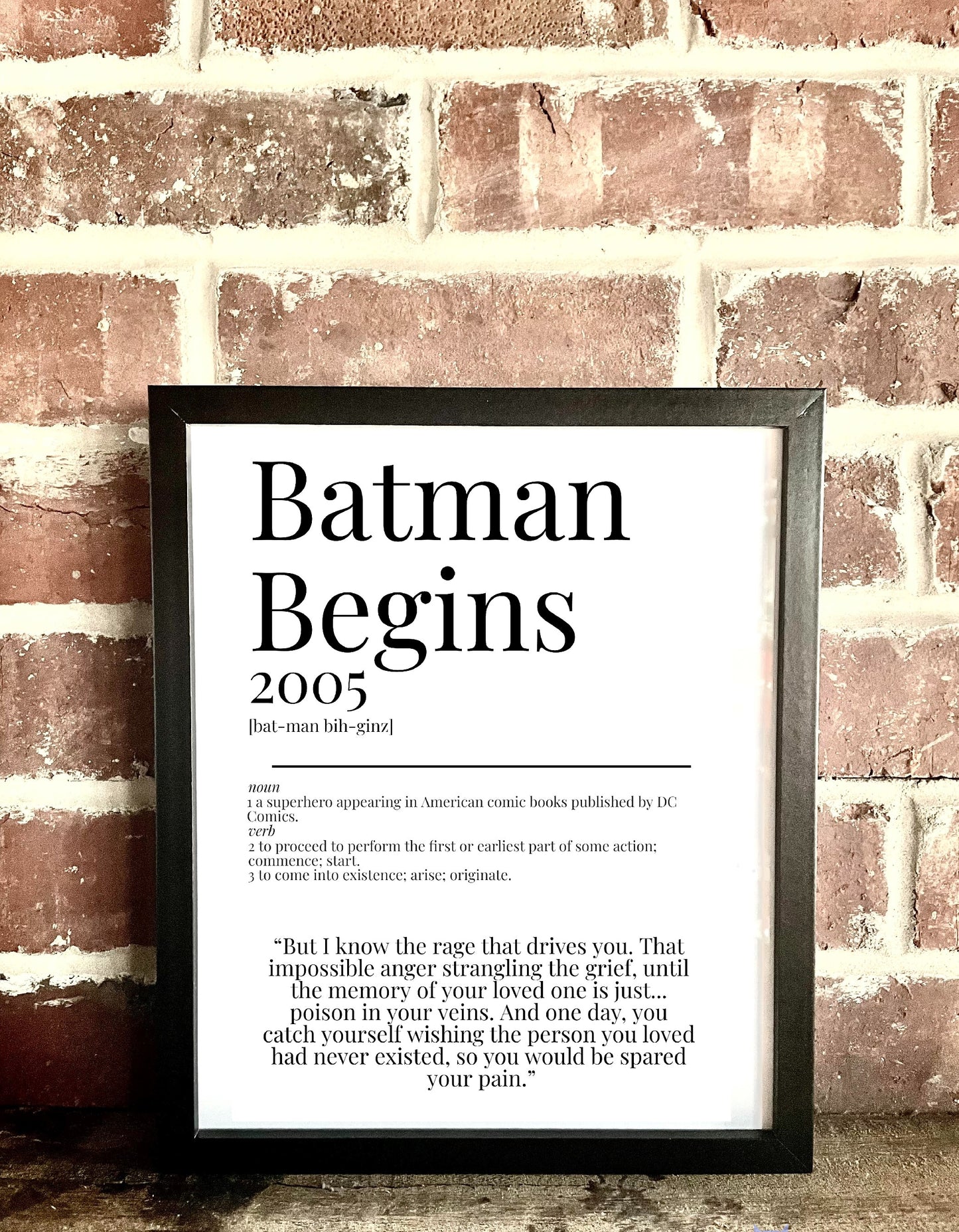 Batman Begins 2005 Movie Quote Dictionary Prints