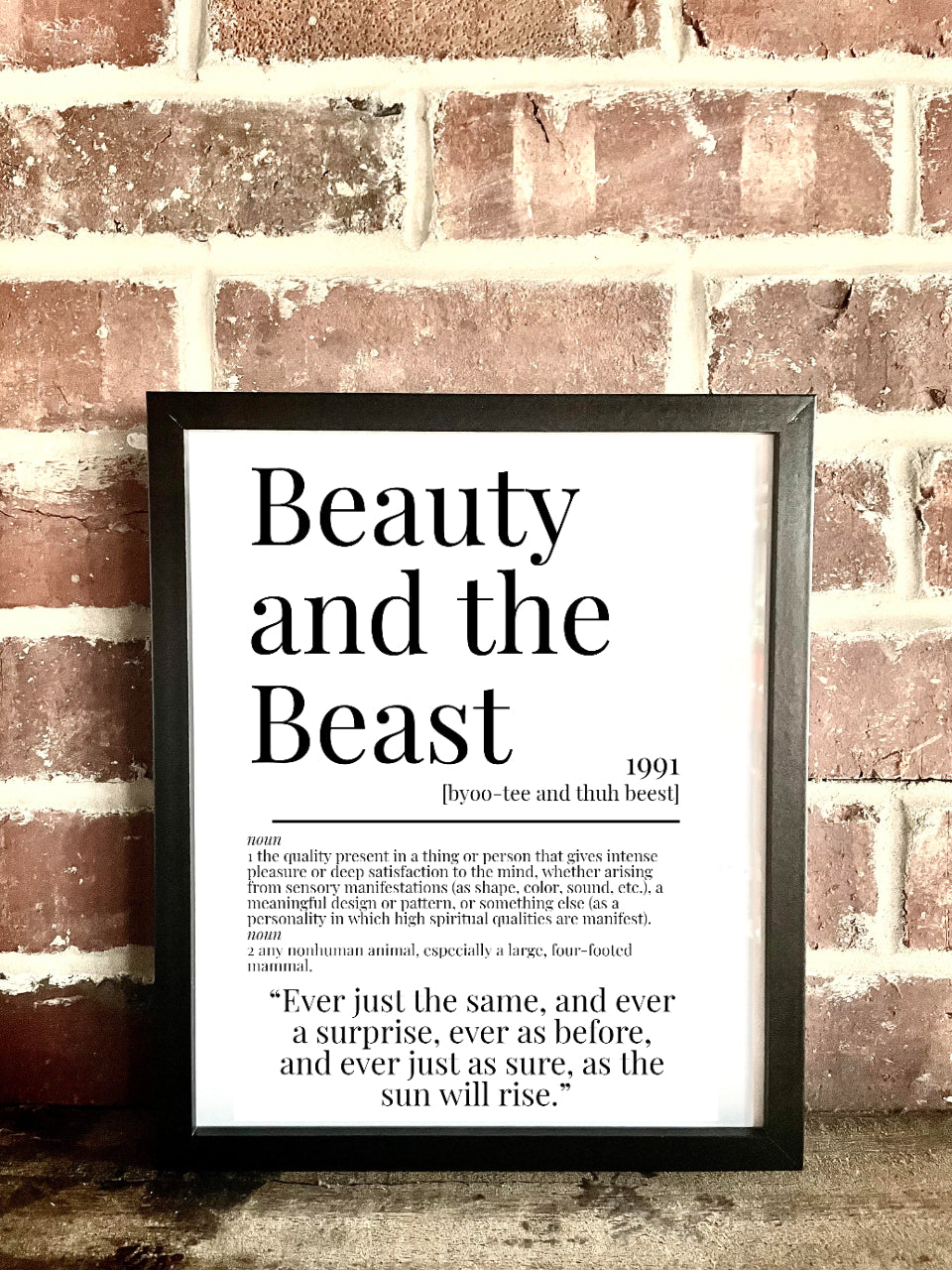 Beauty and the Beast 1991 Movie Quote Dictionary Prints