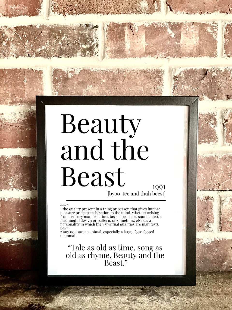 Beauty and the Beast 1991 Movie Quote Dictionary Prints