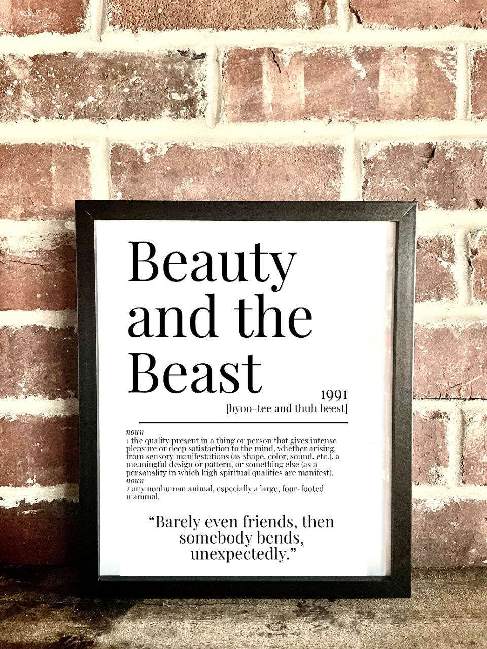 Beauty and the Beast 1991 Movie Quote Dictionary Prints