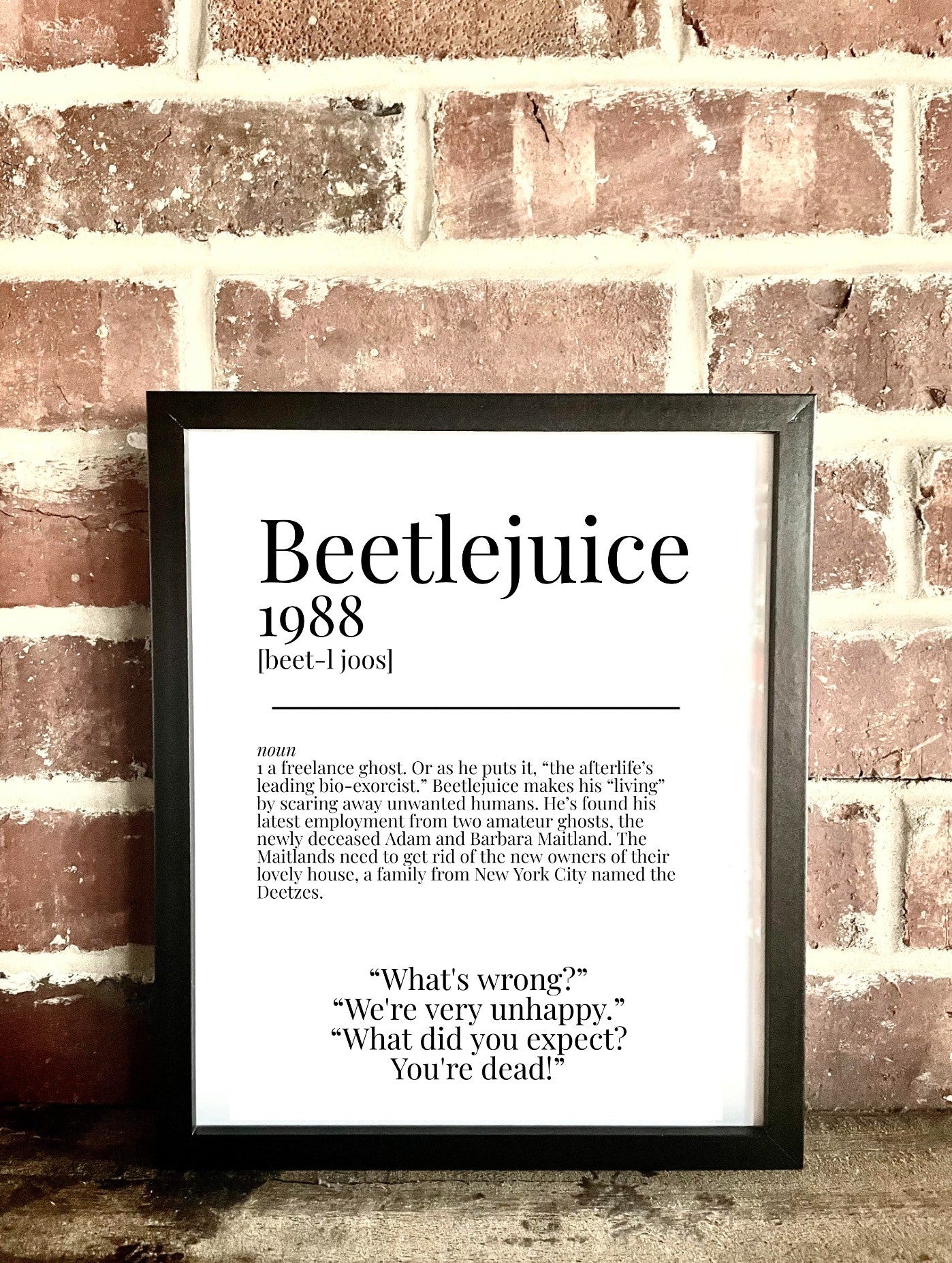 Beetlejuice 1988 Movie Quote Dictionary Prints