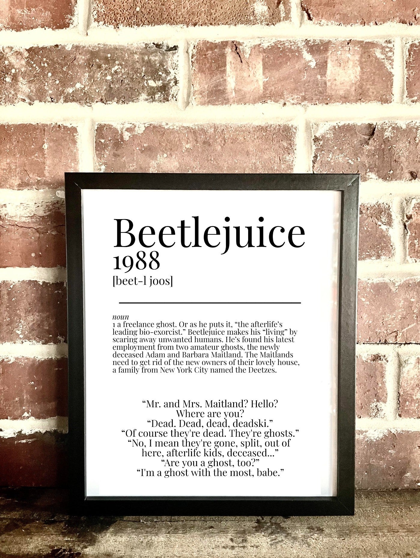 Beetlejuice 1988 Movie Quote Dictionary Prints