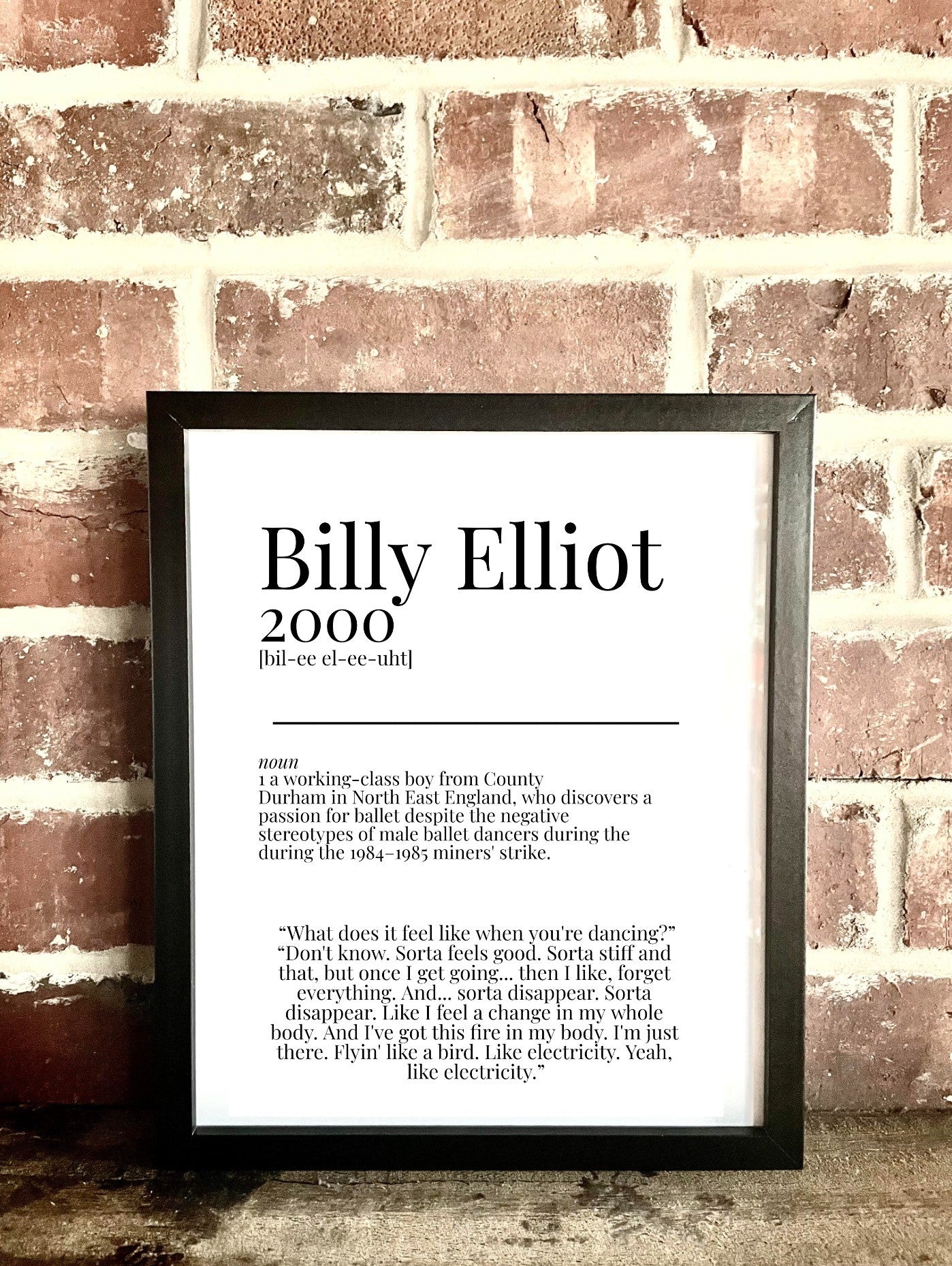 Billy Elliot 2000 Movie Quote Dictionary Prints