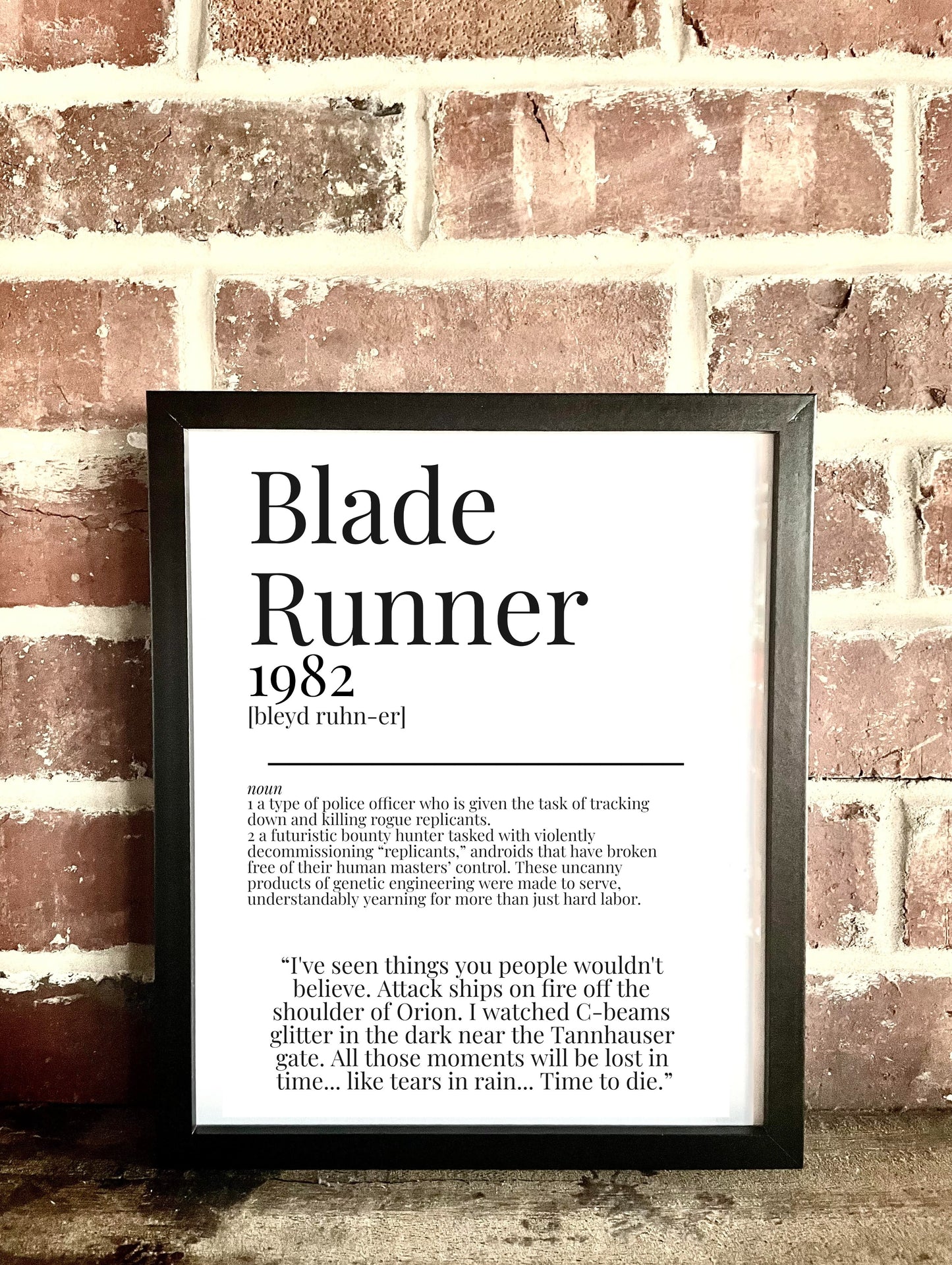 Blade Runner 1982 Movie Quote Dictionary Prints