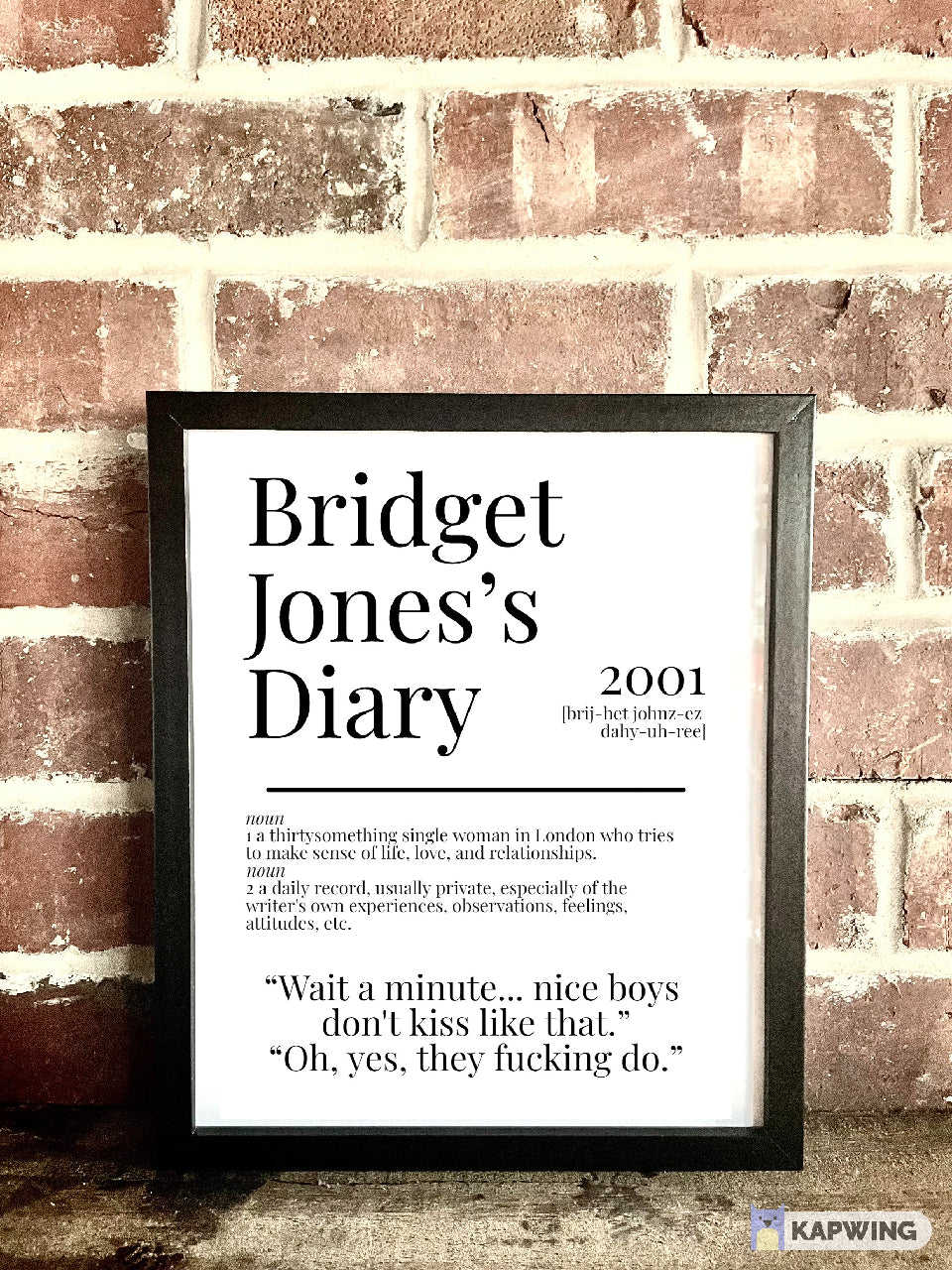 Bridget Jones's Diary 2001 Movie Quote Dictionary Prints