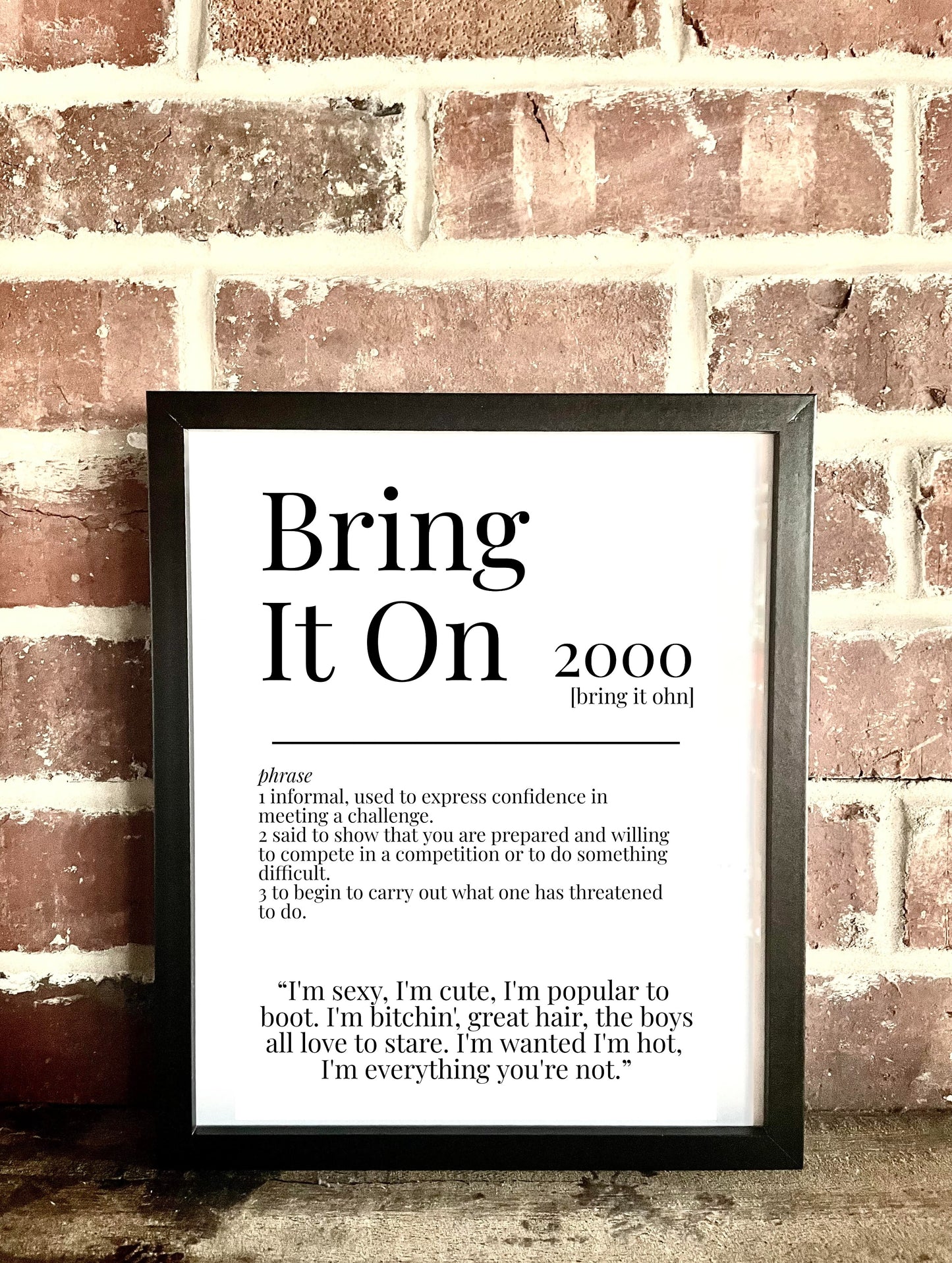 Bring It On 2000 Movie Quote Dictionary Prints