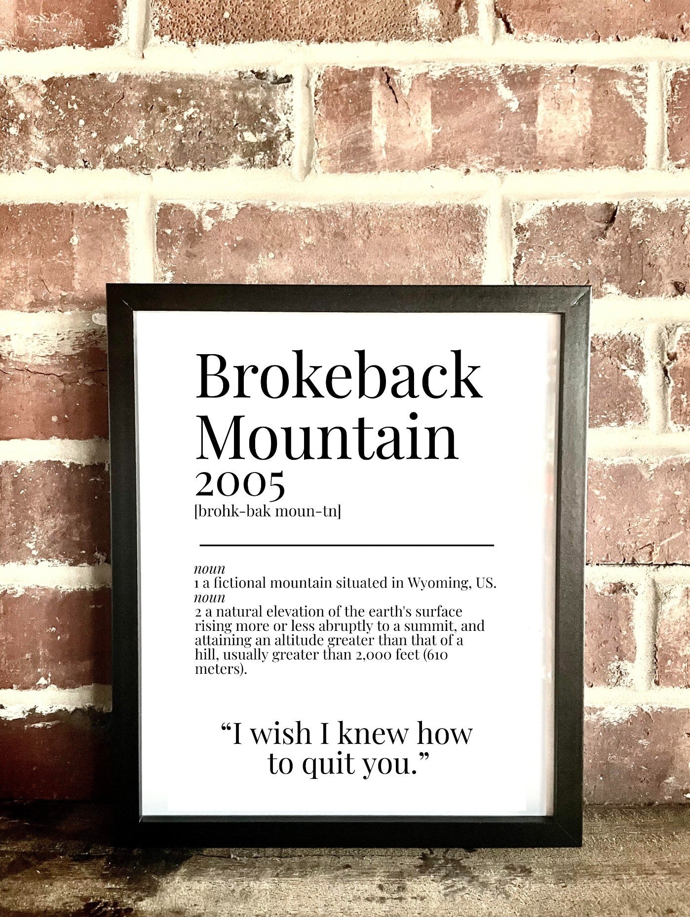 Brokeback Mountain 2005 Movie Quote Dictionary Prints