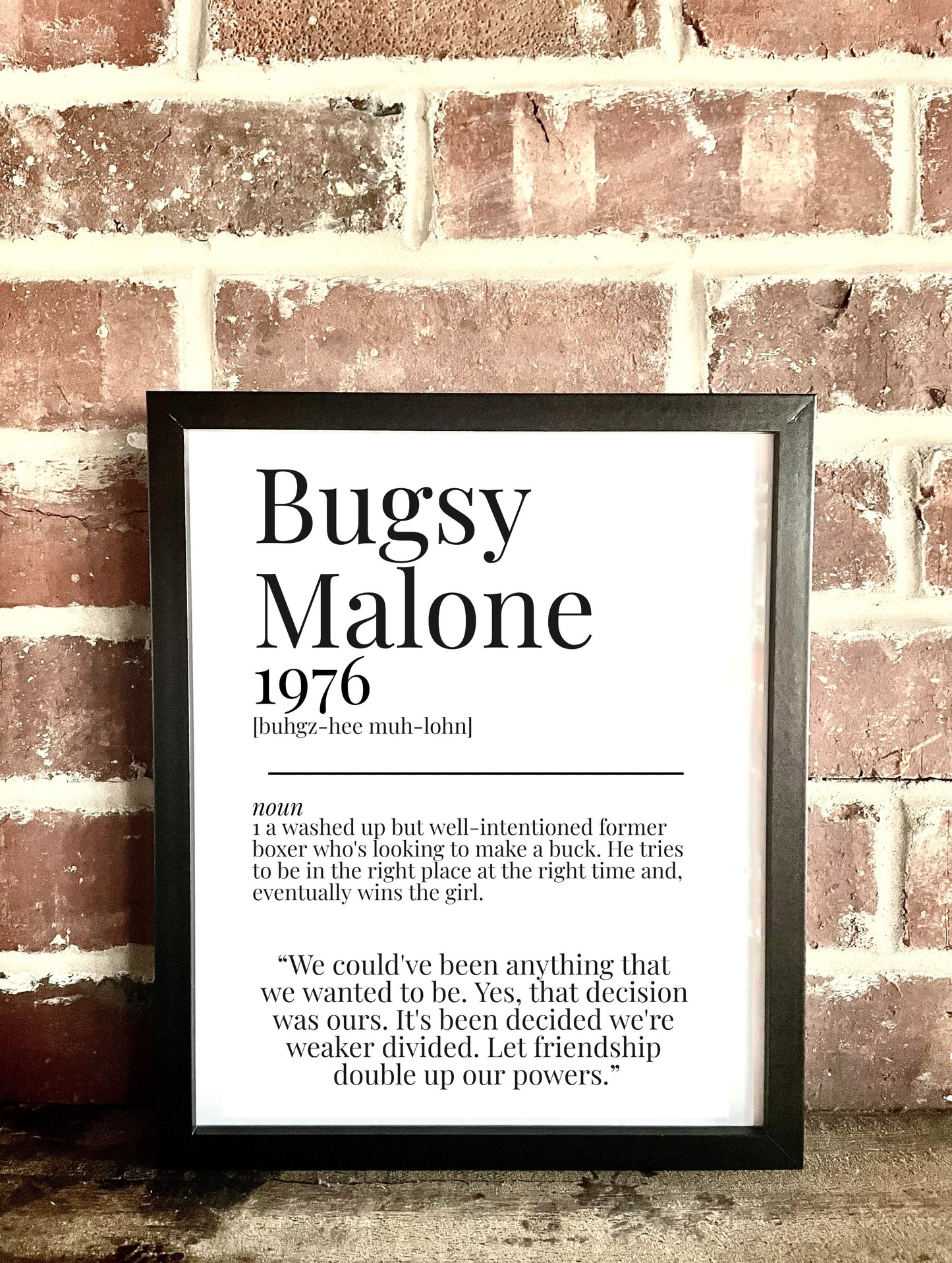 Bugsy Malone 1976 Movie Quote Dictionary Prints