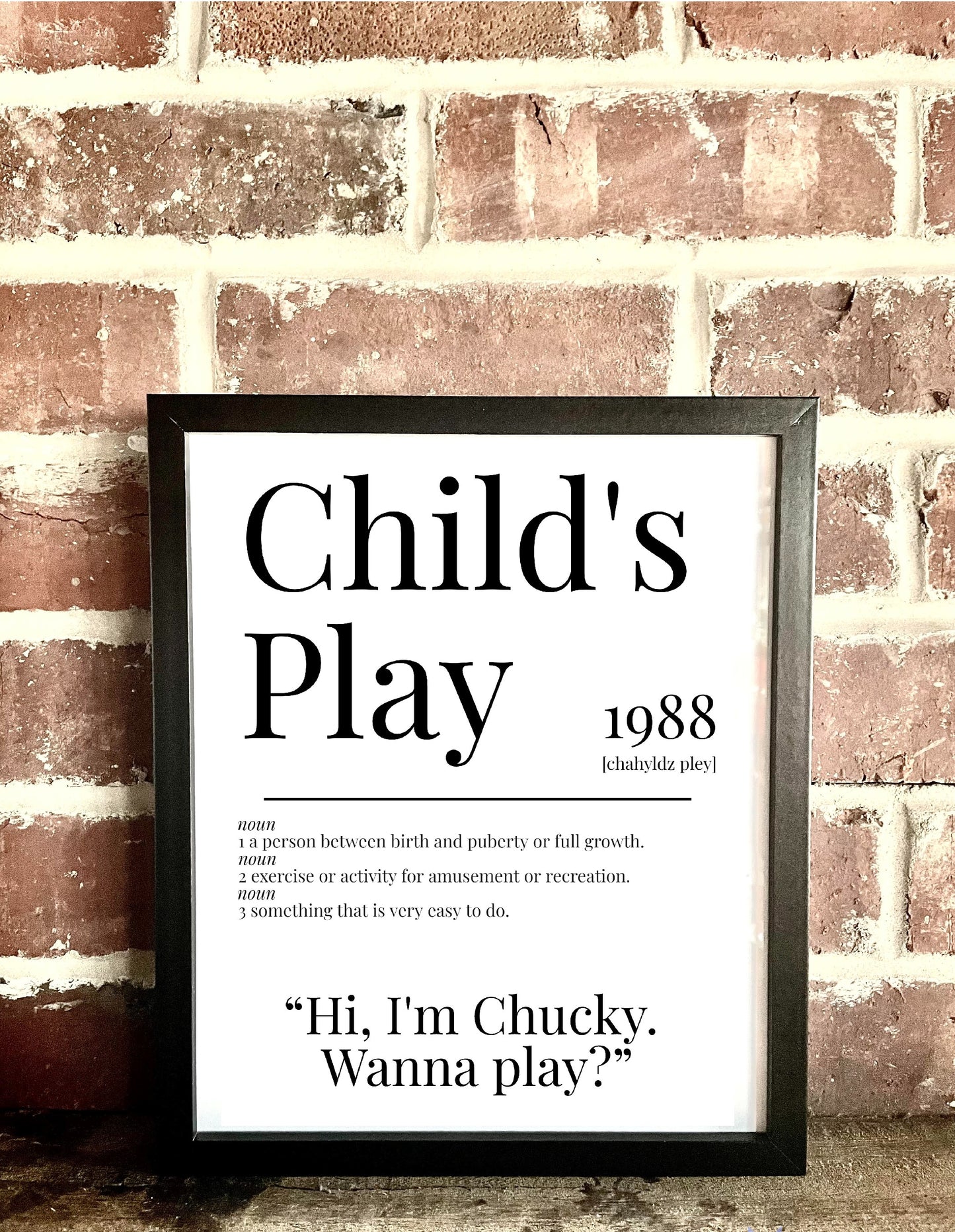 Child's Play 1988 Movie Quote Dictionary Prints