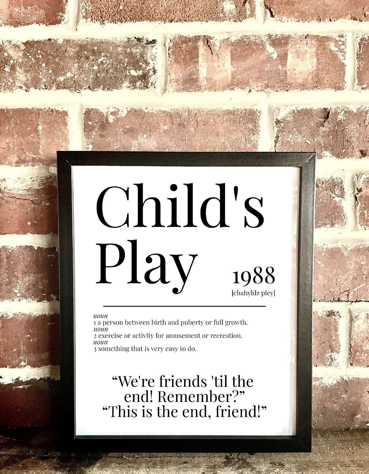 Child's Play 1988 Movie Quote Dictionary Prints